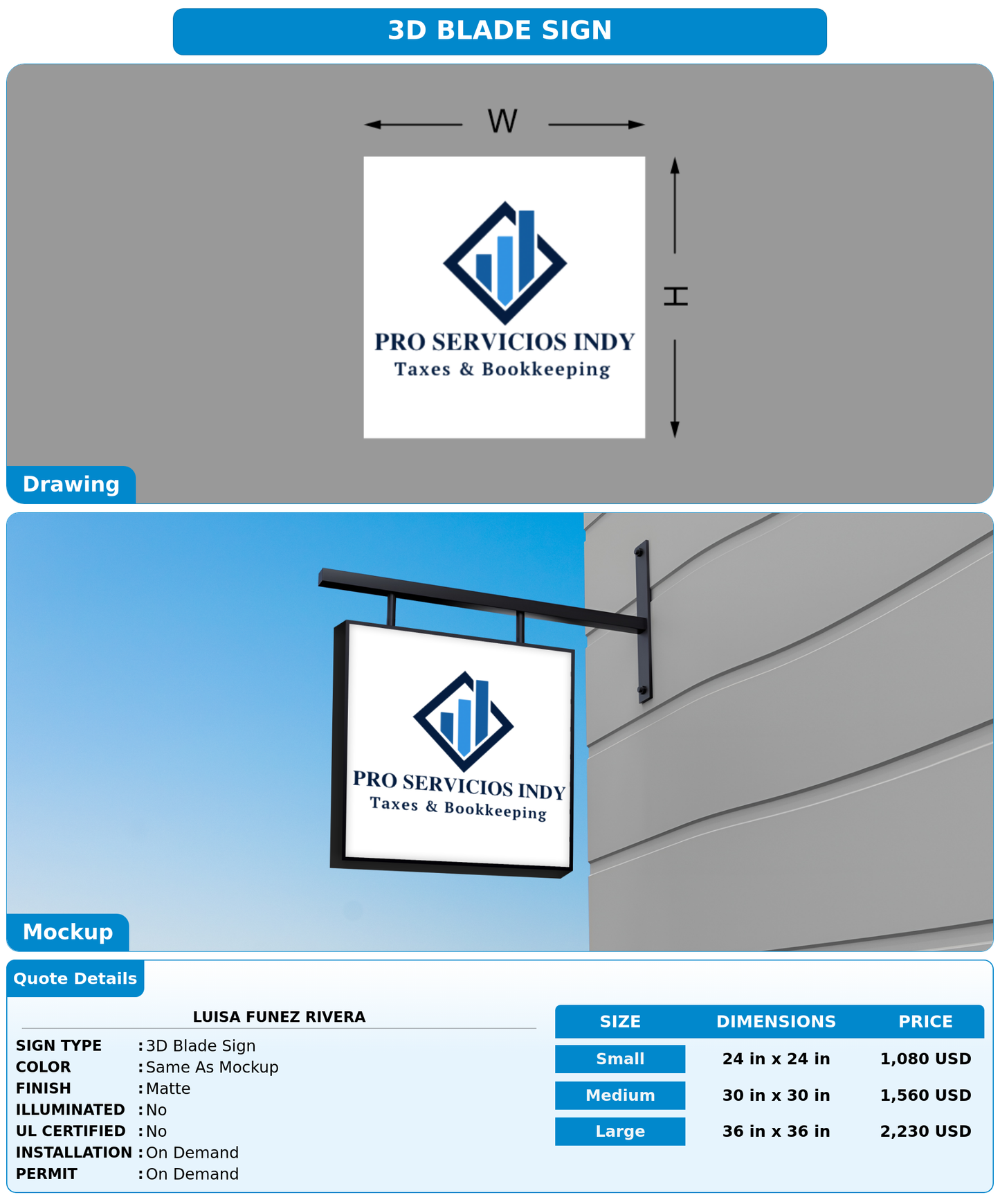 CUSTOM MOCKUP SIGN FOR Luisa Funez Rivera