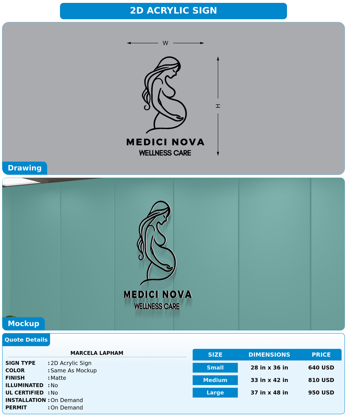 CUSTOM MOCKUP SIGN FOR Marcela Lapham