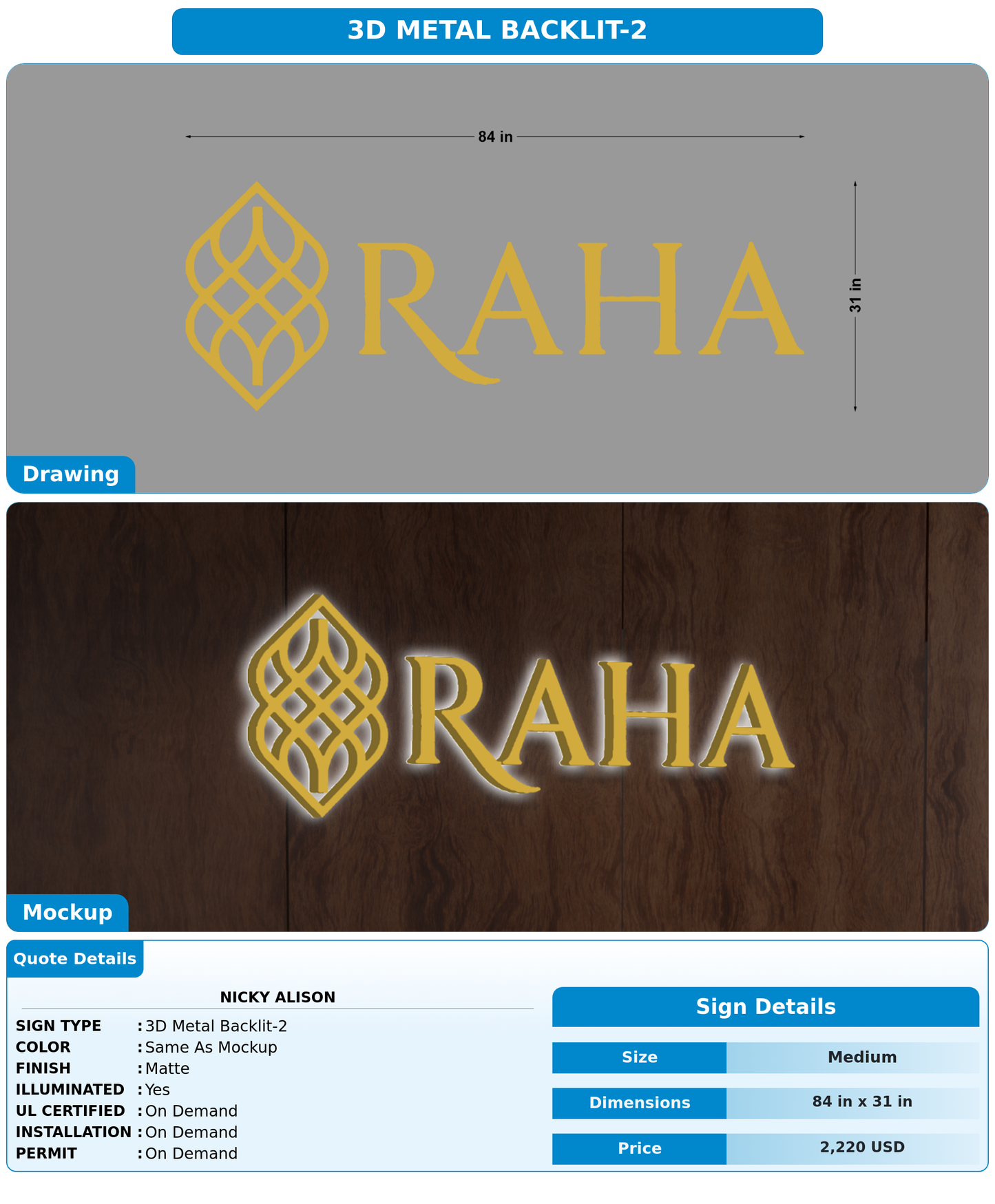 CUSTOM MOCKUP SIGN FOR Nicky Alison