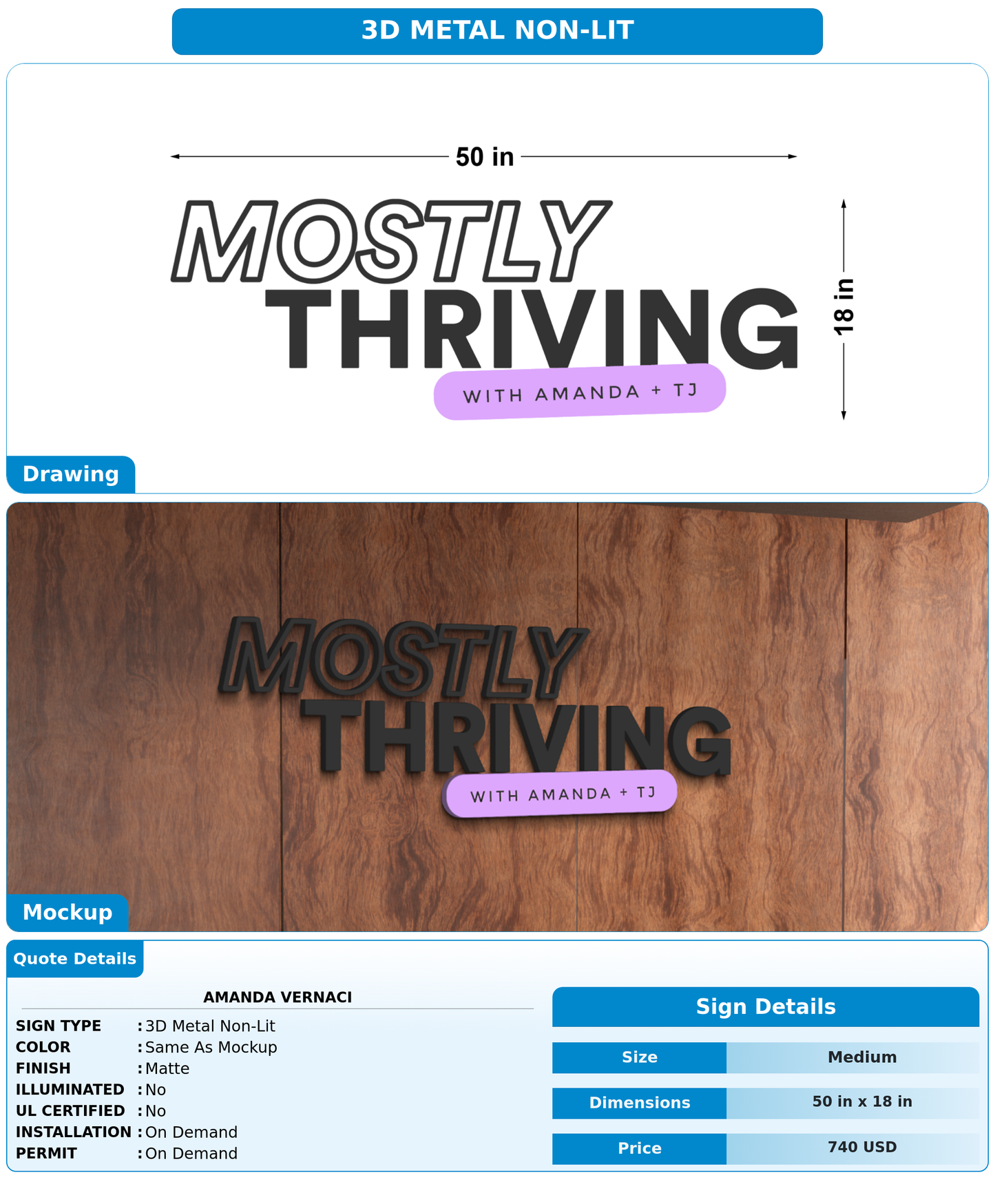 CUSTOM MOCKUP SIGN FOR Amanda Vernaci