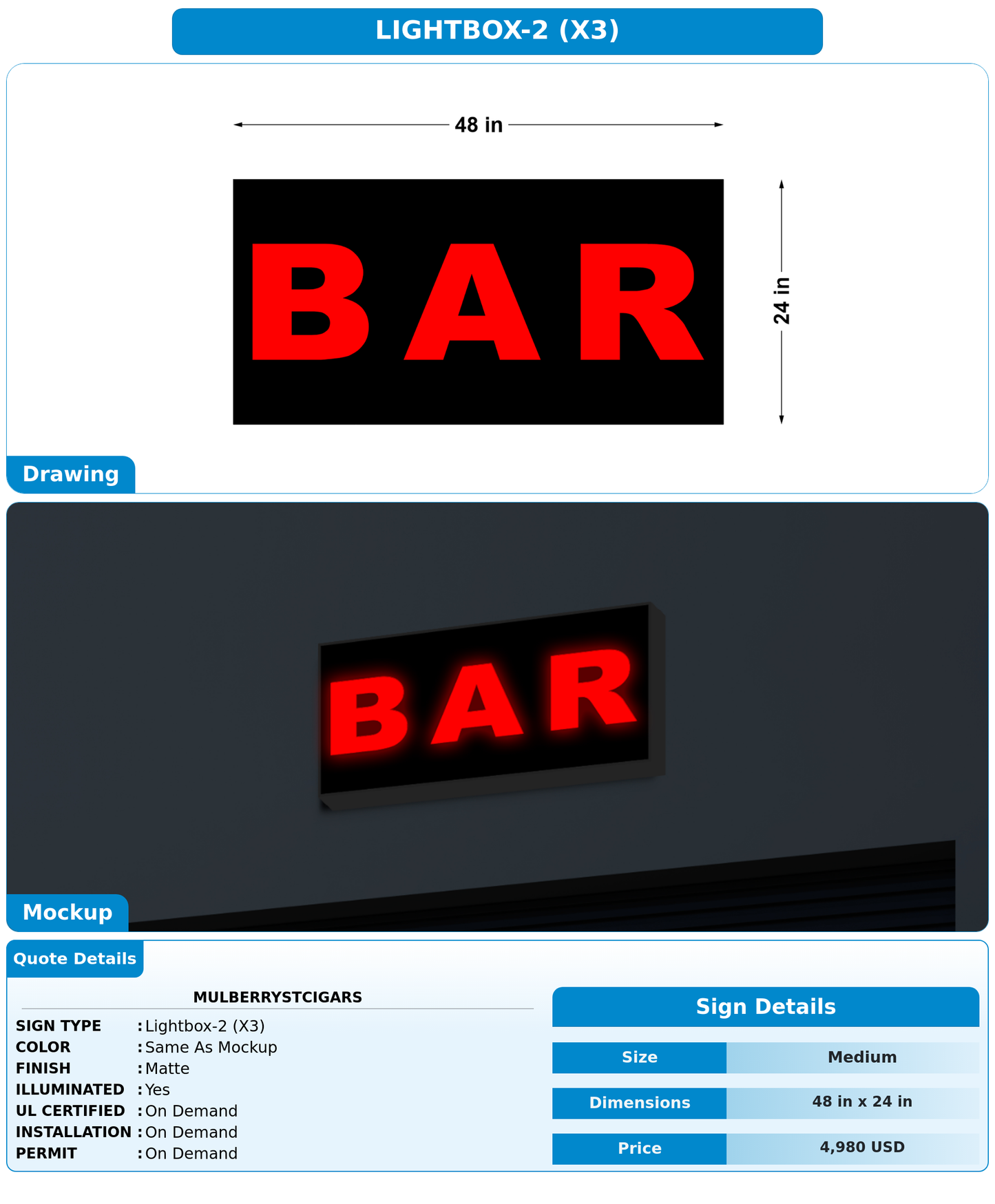 CUSTOM MOCKUP SIGN FOR mulberrystcigars