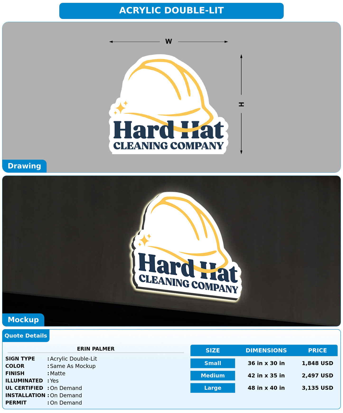 CUSTOM MOCKUP SIGN FOR Erin Palmer