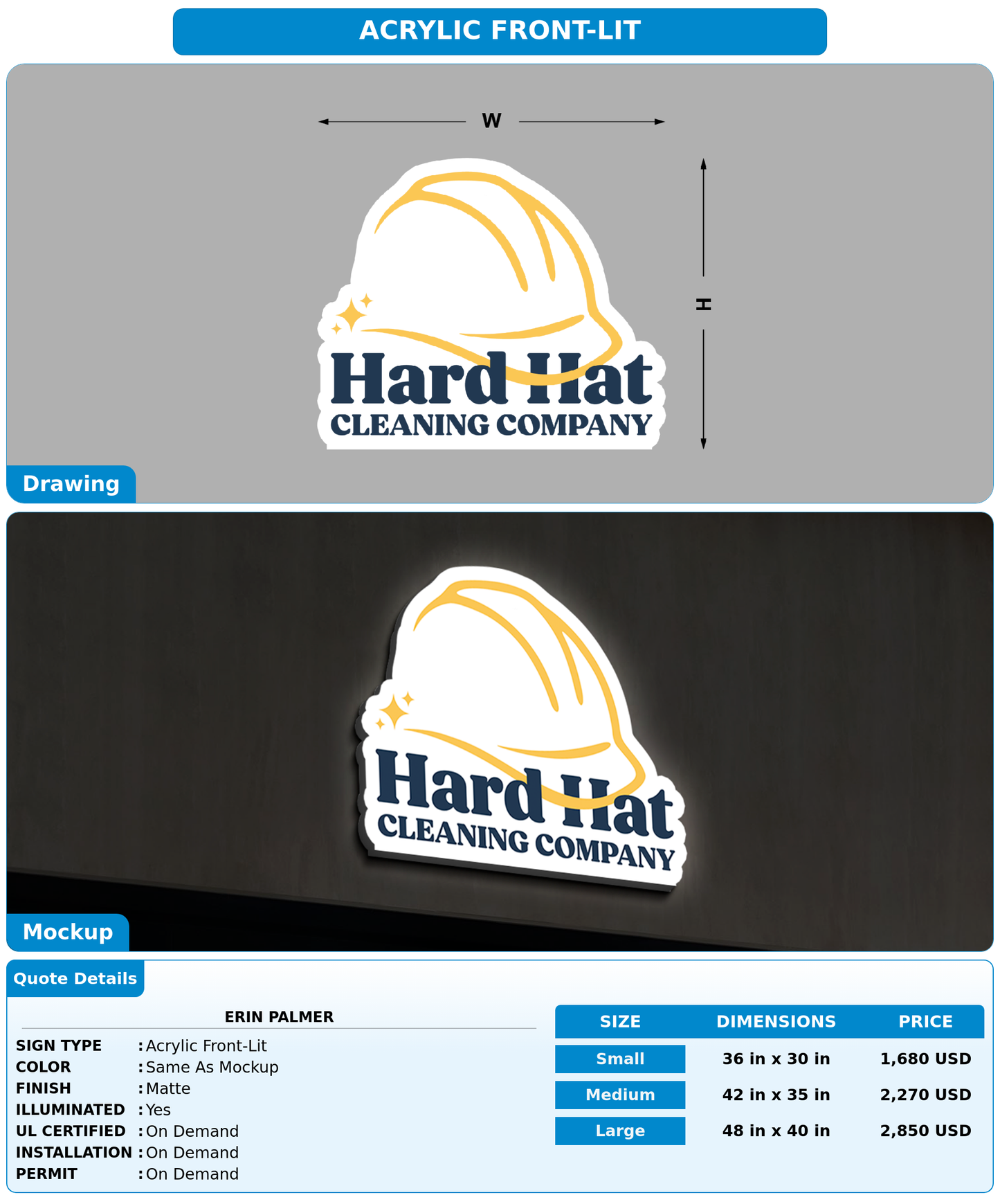 CUSTOM MOCKUP SIGN FOR Erin Palmer