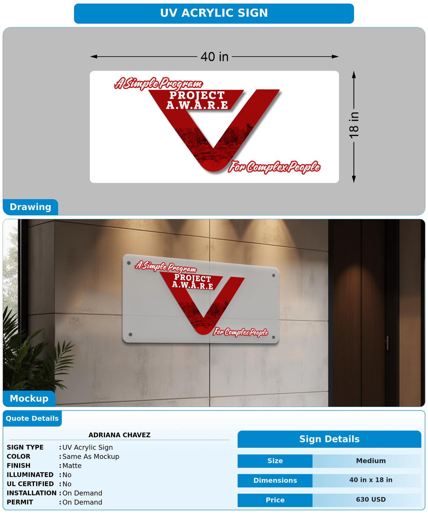 CUSTOM MOCKUP SIGN FOR Adriana CHavez