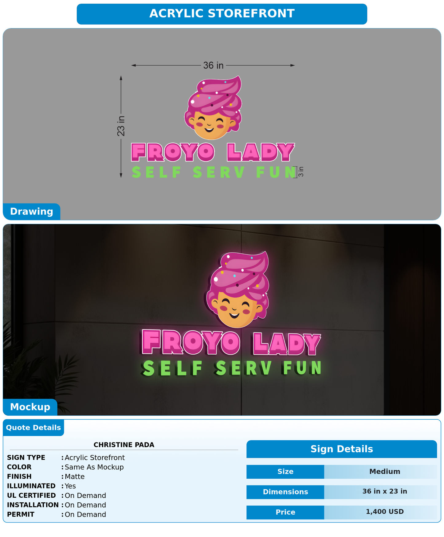 CUSTOM MOCKUP SIGN FOR Christine Pada