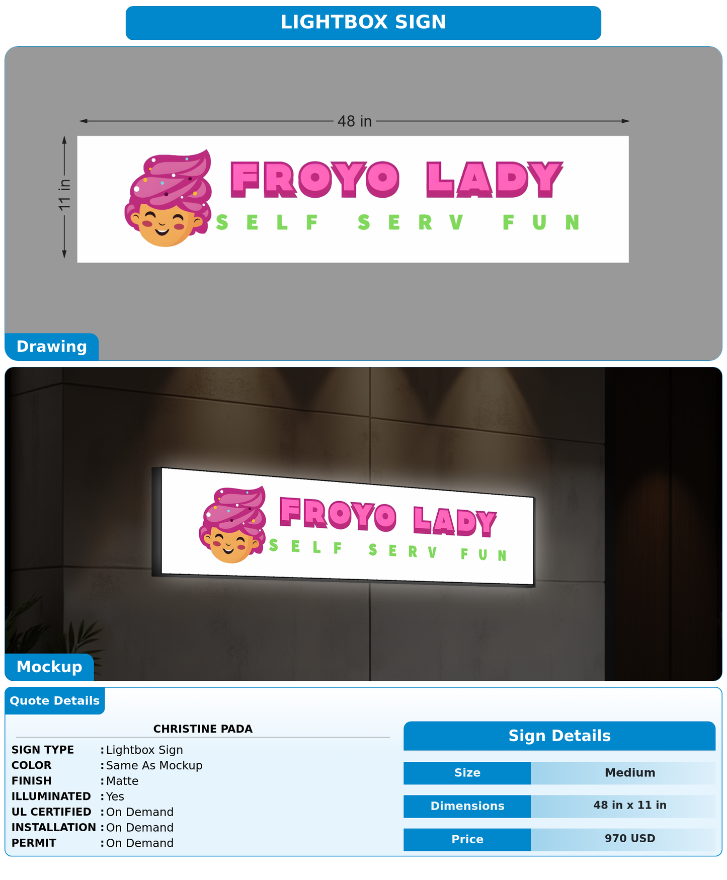CUSTOM MOCKUP SIGN FOR Christine Pada