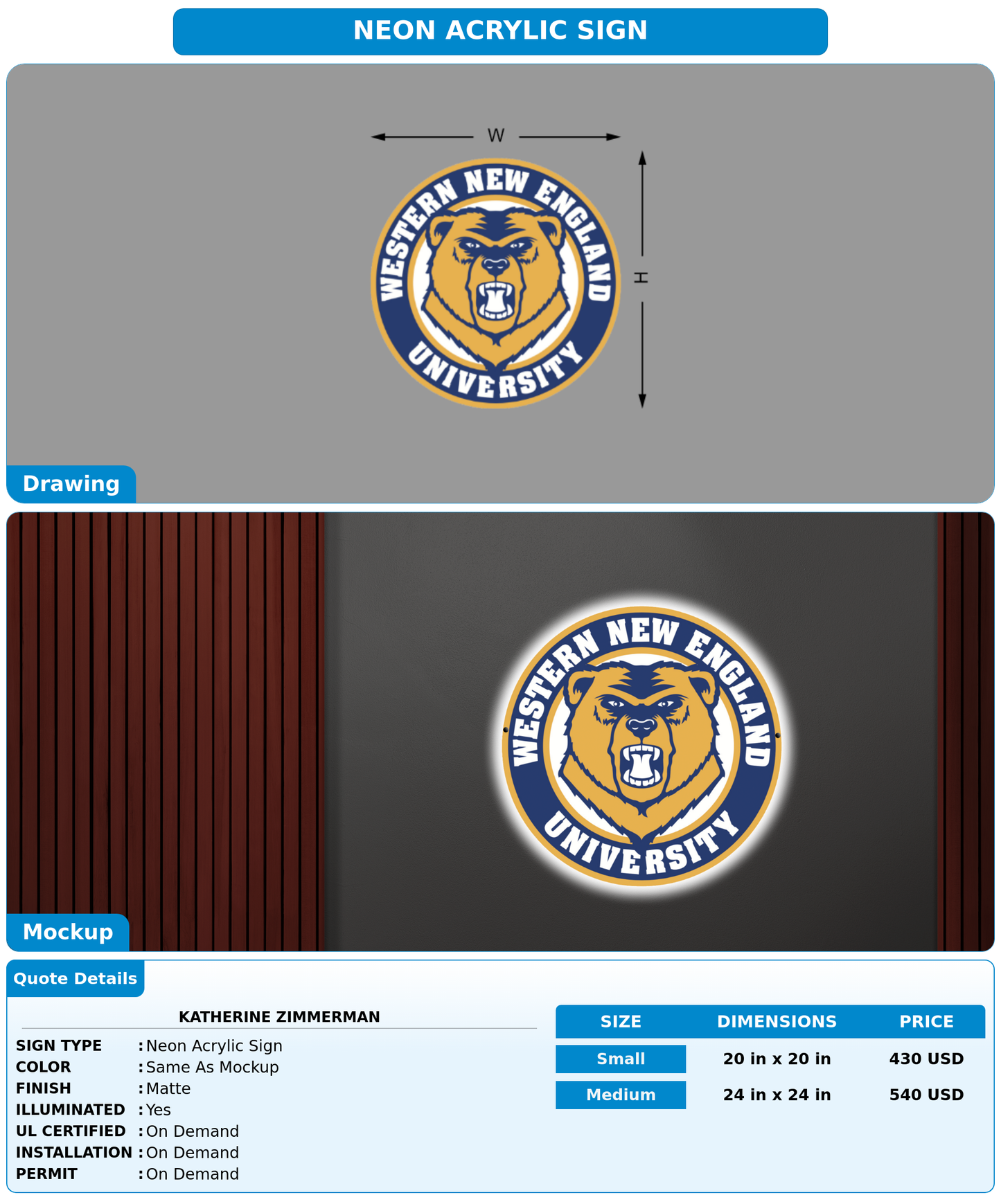 CUSTOM MOCKUP SIGN FOR KATHERINE ZIMMERMAN