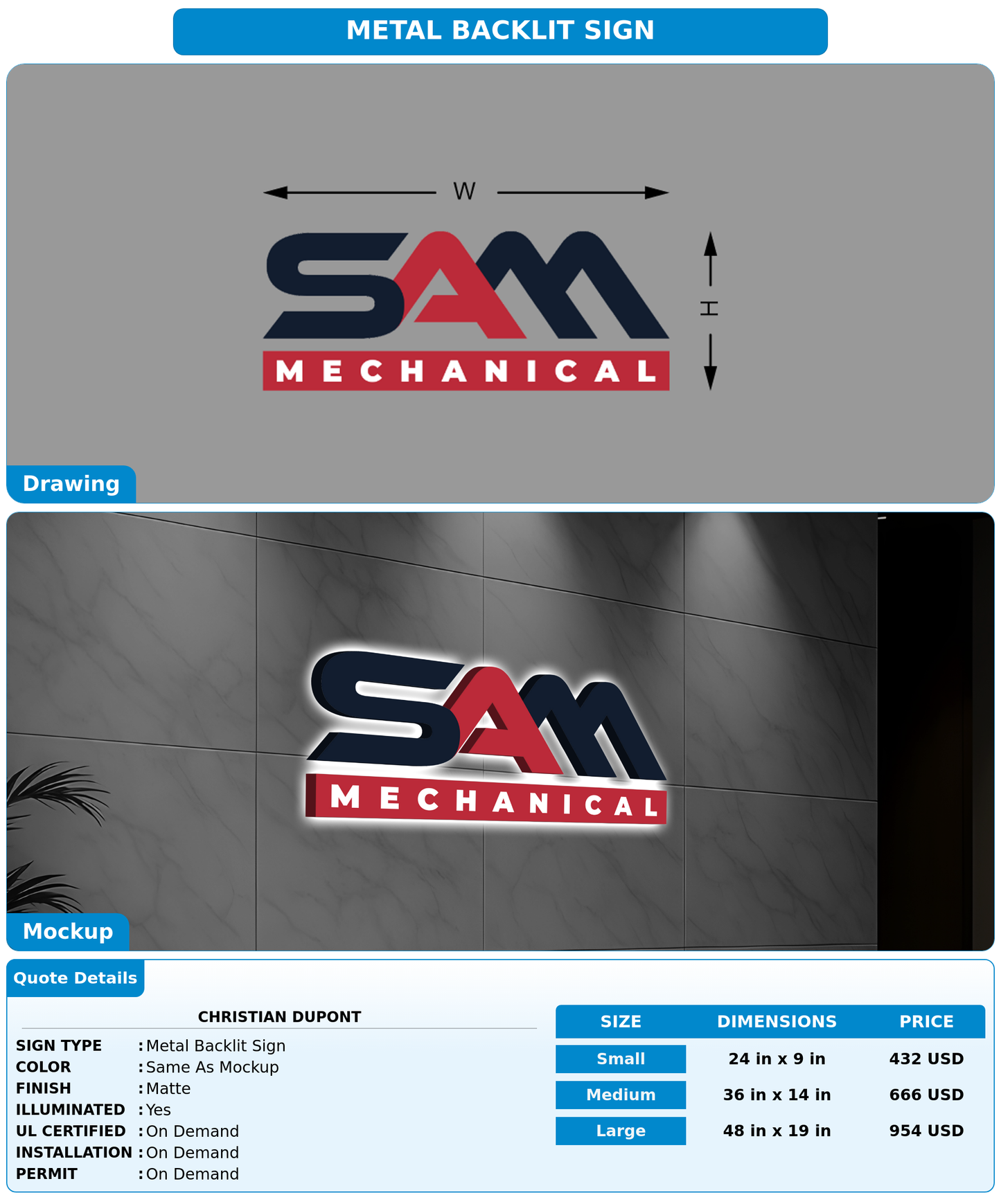 CUSTOM MOCKUP SIGN FOR Christian DuPont