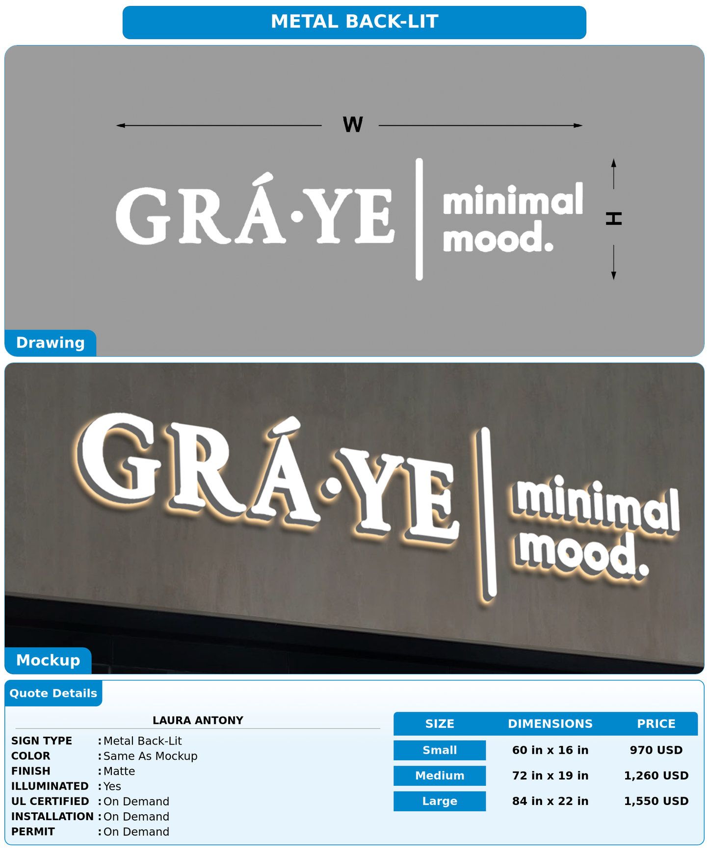 CUSTOM MOCKUP SIGN FOR Laura Antony