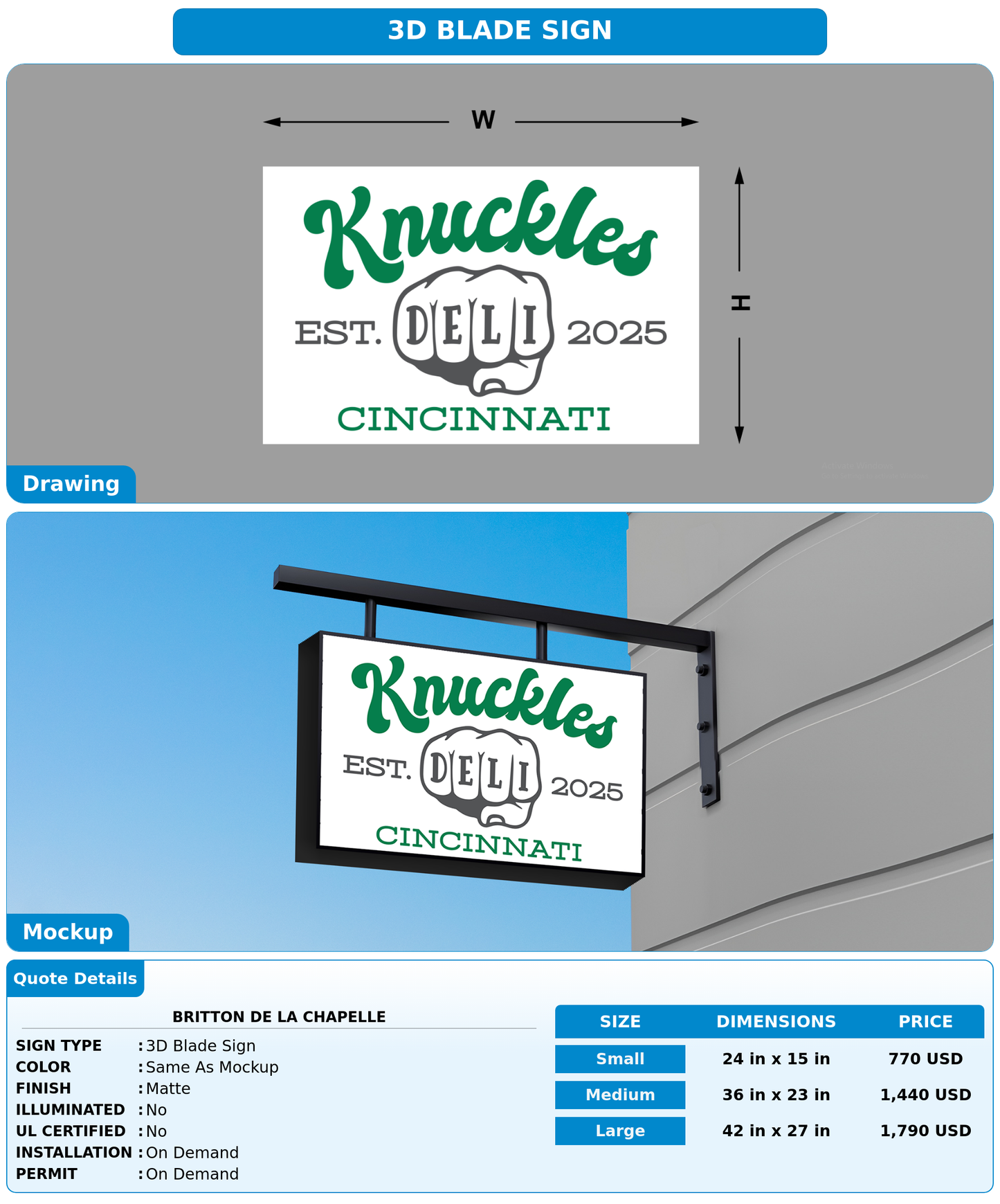 CUSTOM MOCKUP SIGN FOR Britton de la chapelle