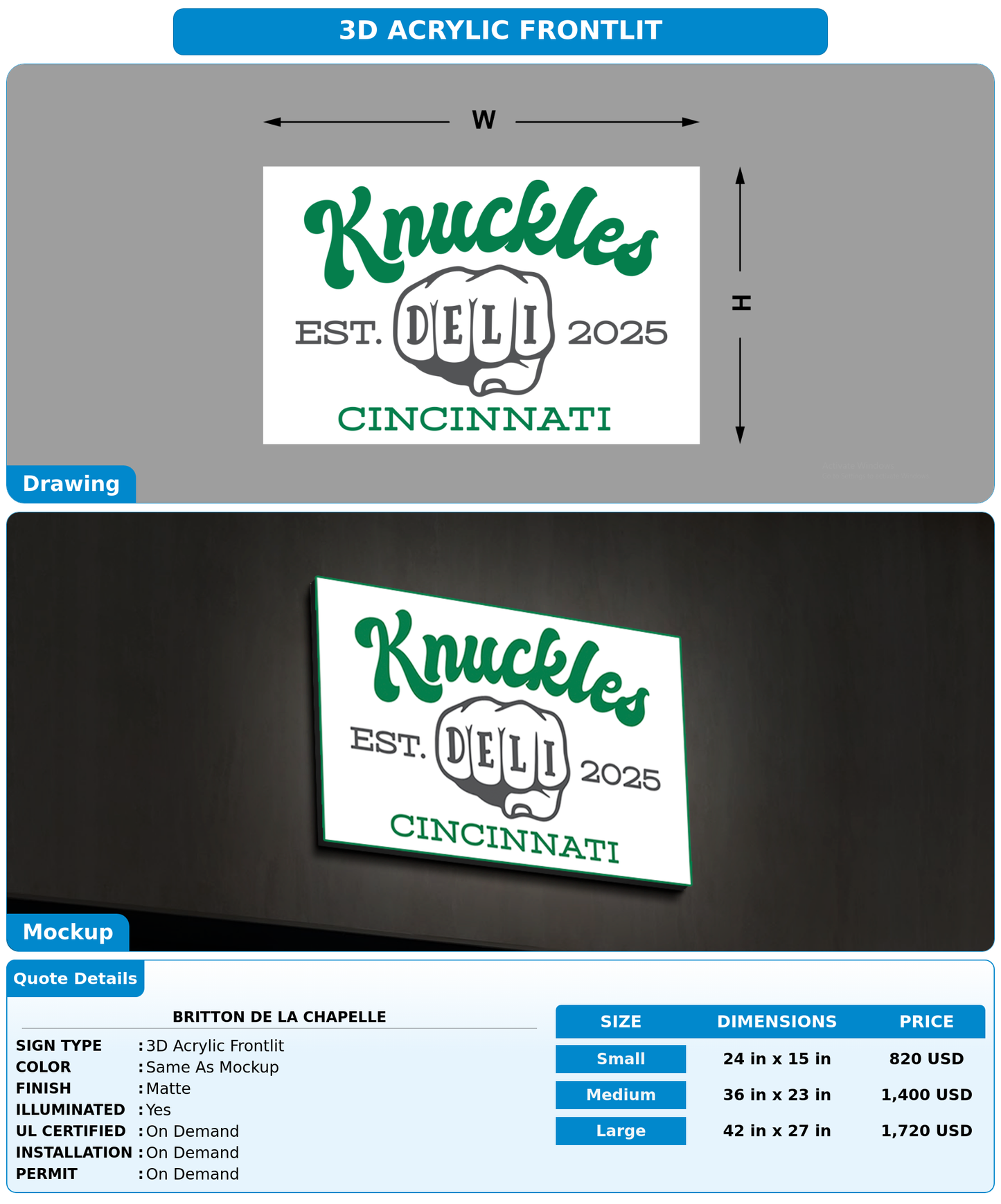 CUSTOM MOCKUP SIGN FOR Britton de la chapelle