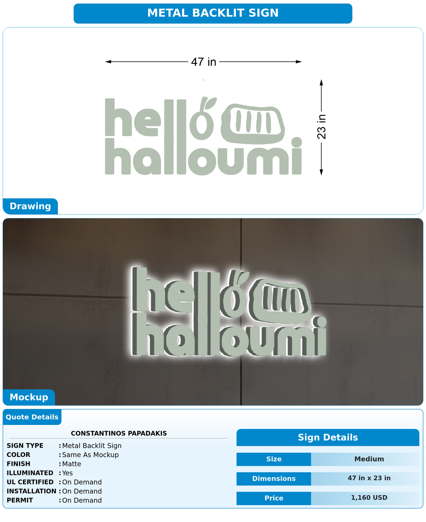 CUSTOM MOCKUP SIGN FOR Constantinos Papadakis