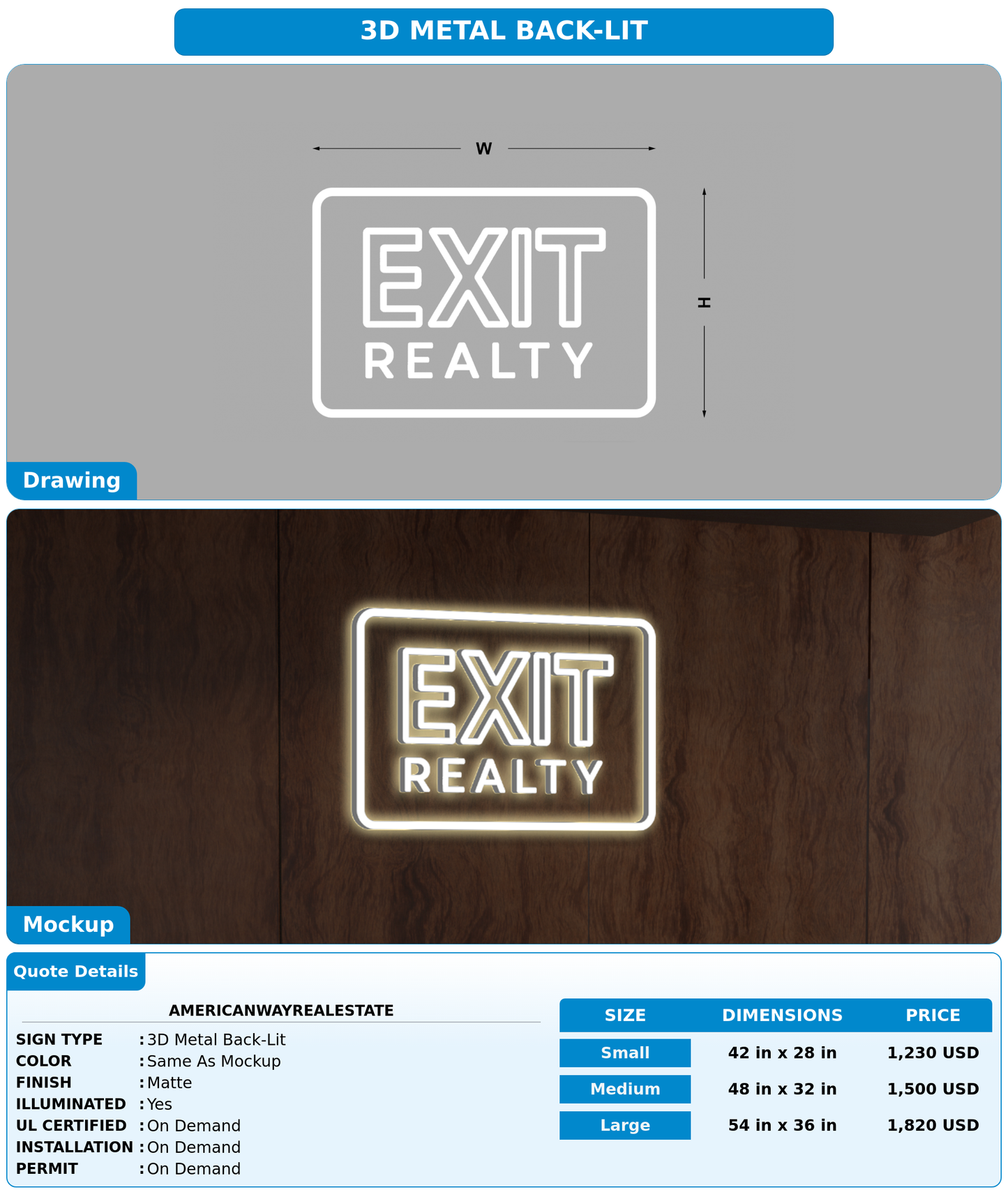 CUSTOM MOCKUP SIGN FOR americanwayrealestate