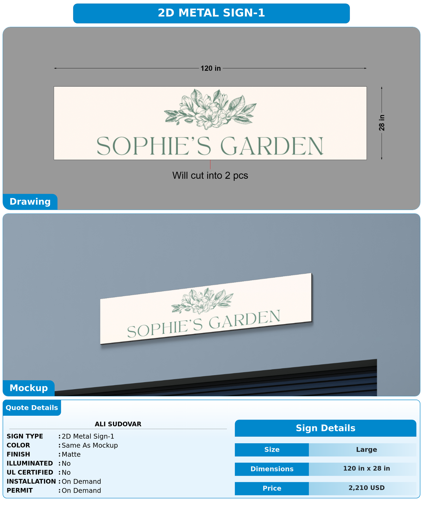 CUSTOM MOCKUP SIGN FOR Ali sudovar