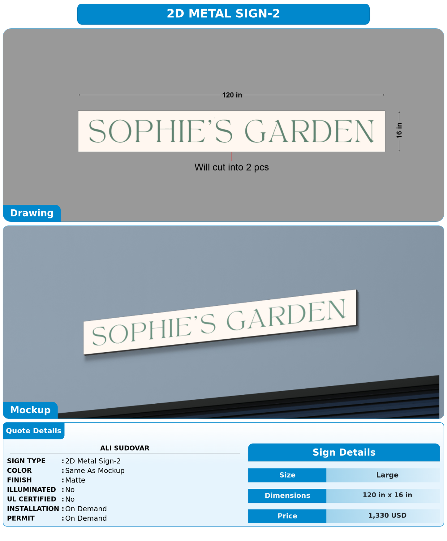 CUSTOM MOCKUP SIGN FOR Ali sudovar