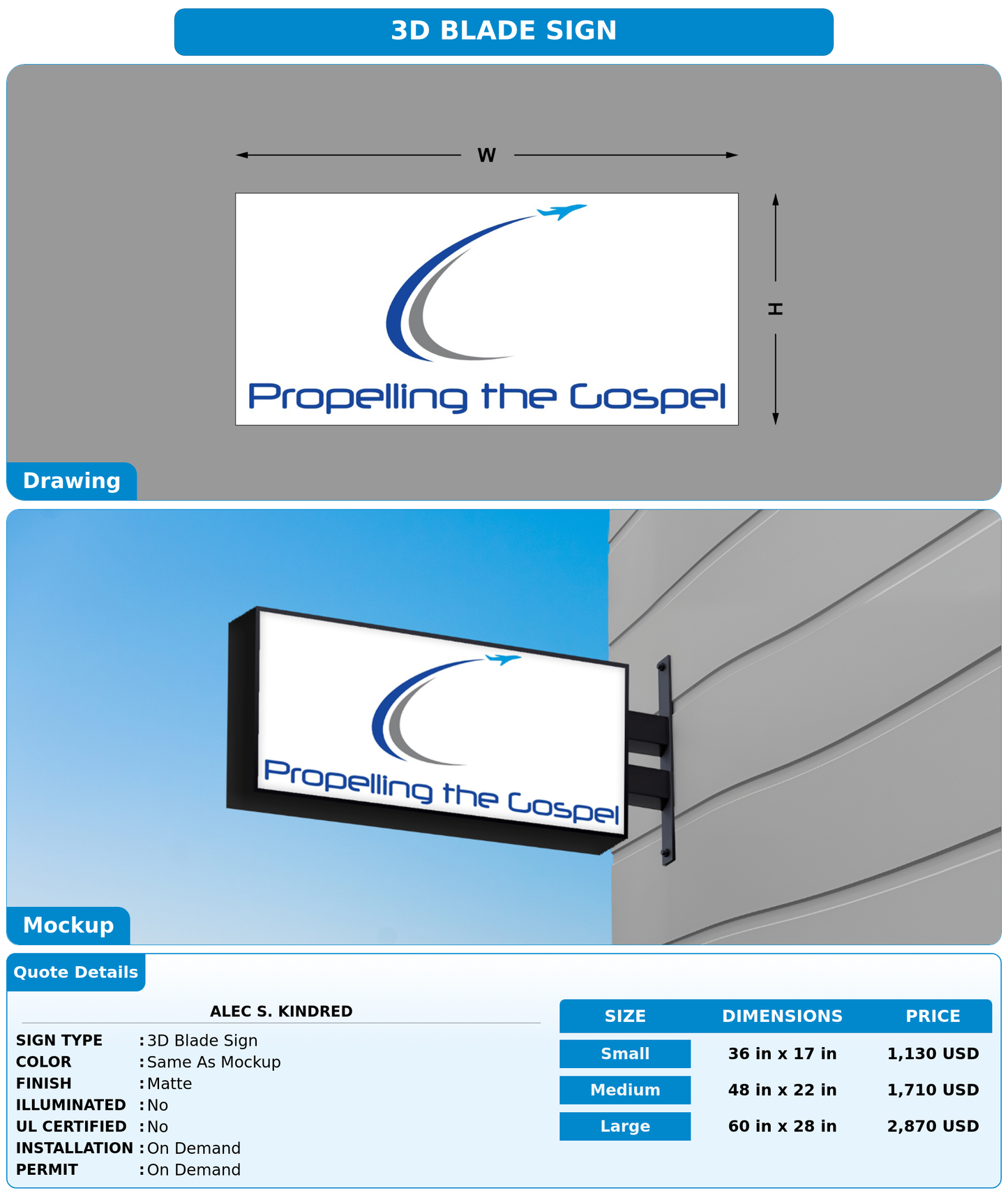CUSTOM MOCKUP SIGN FOR Alec S. Kindred