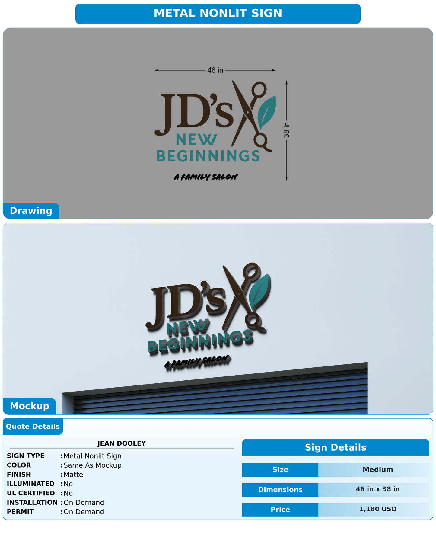 CUSTOM MOCKUP SIGN FOR Jean Dooley