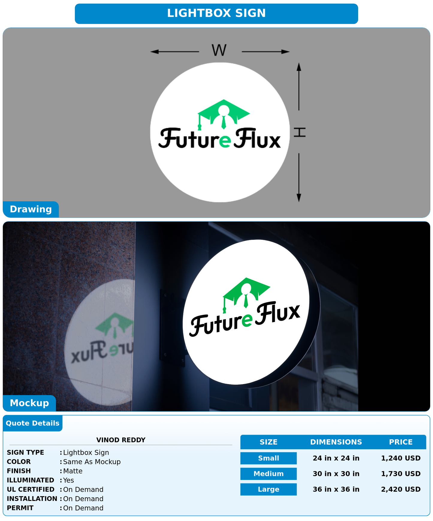 CUSTOM MOCKUP SIGN FOR Vinod Reddy