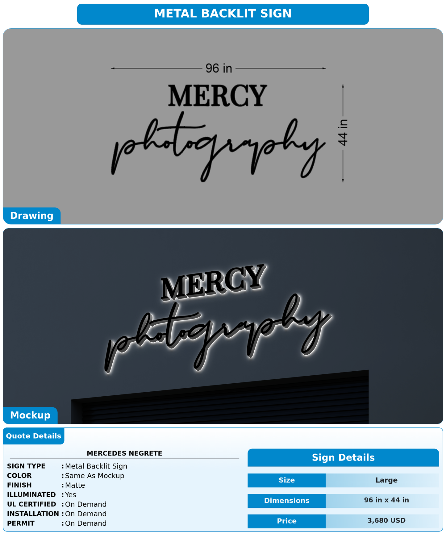 CUSTOM MOCKUP SIGN FOR Mercedes Negrete