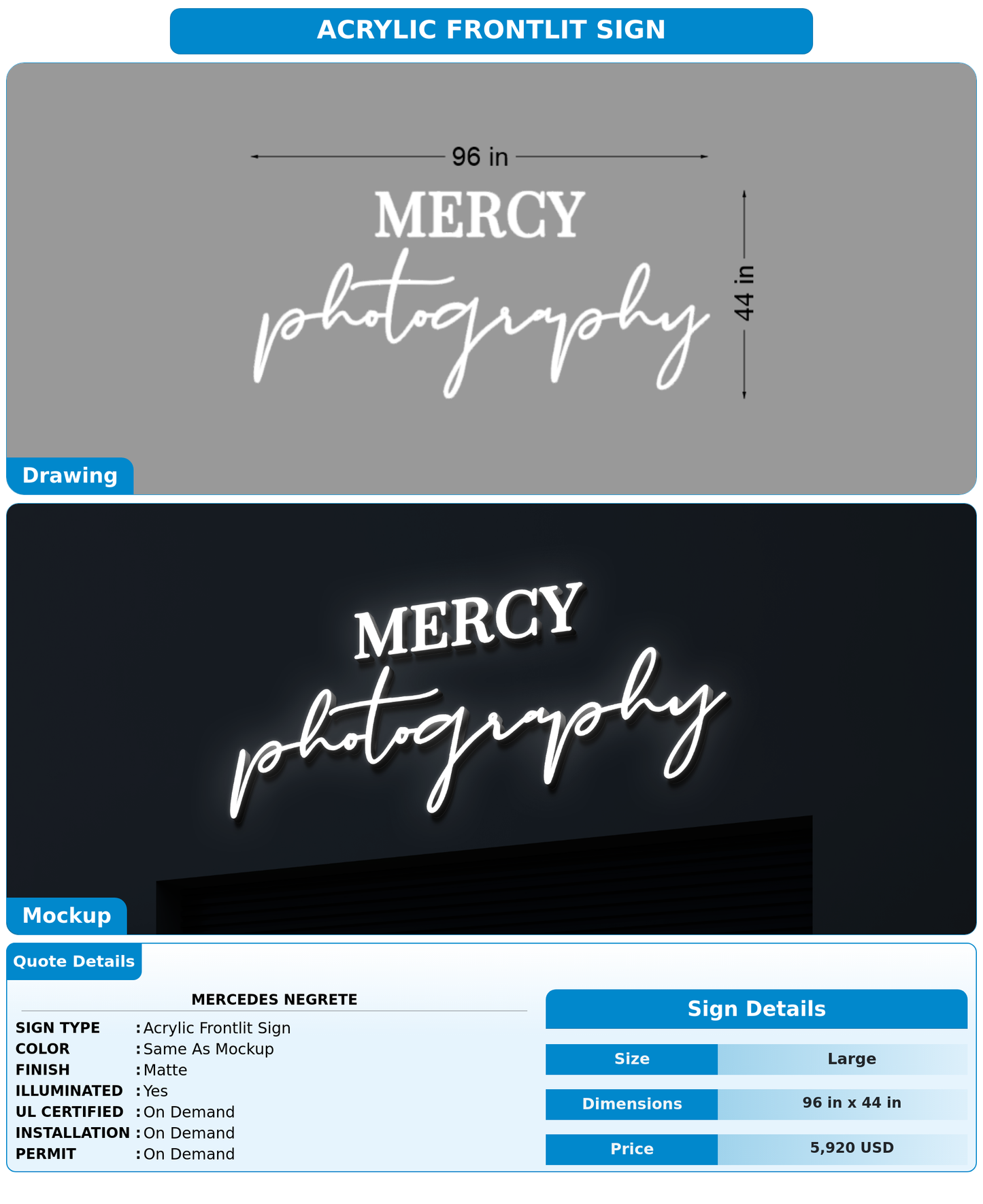 CUSTOM MOCKUP SIGN FOR Mercedes Negrete