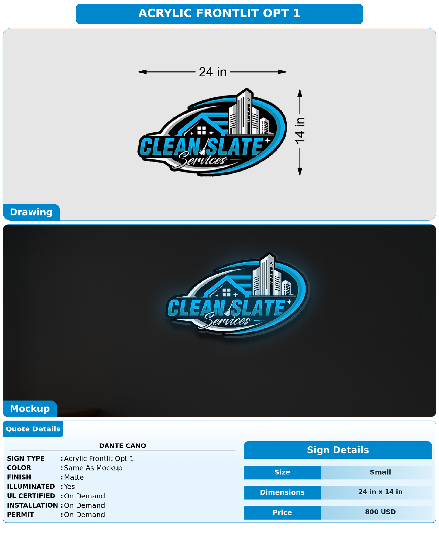 CUSTOM MOCKUP SIGN FOR Dante Cano
