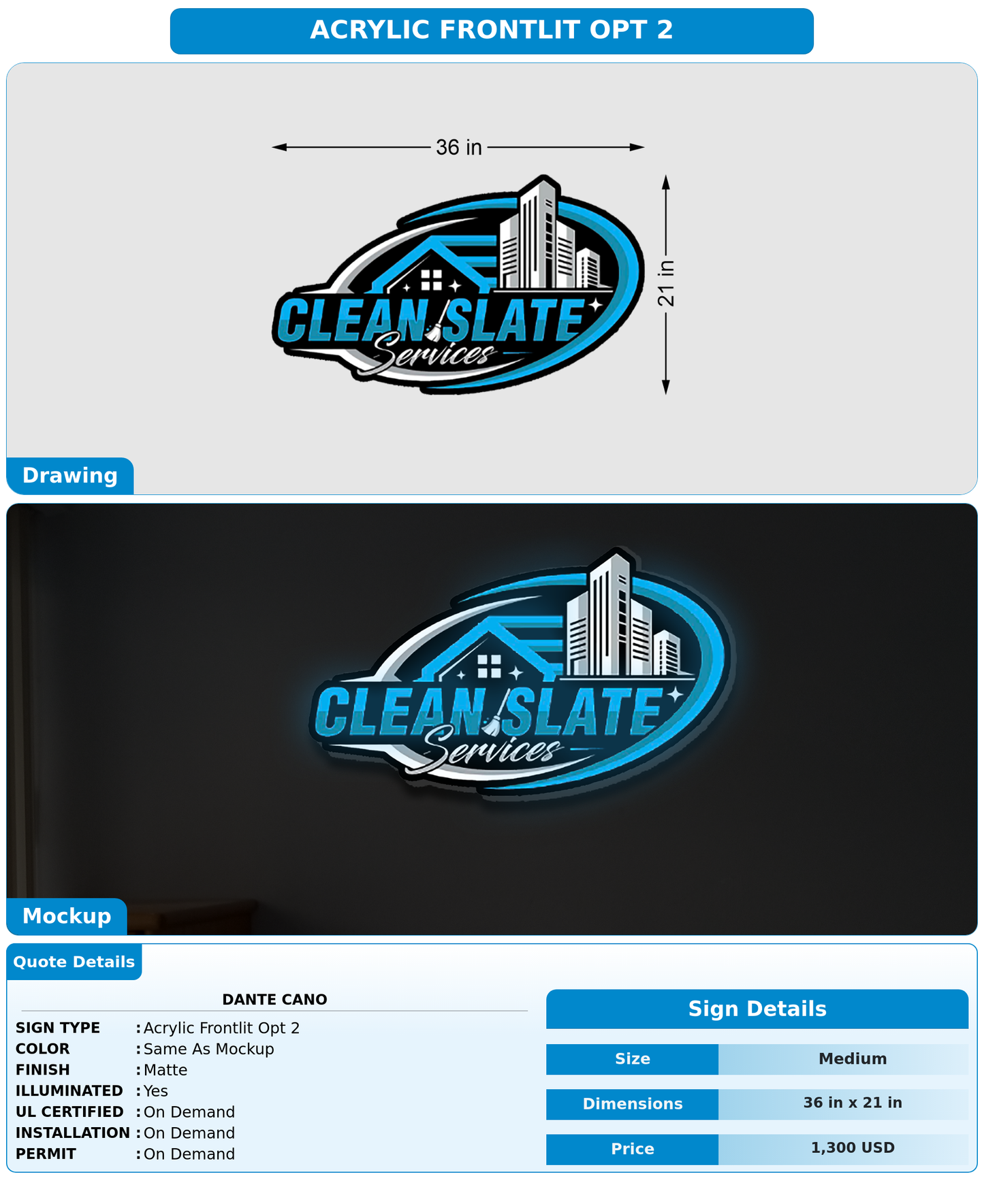 CUSTOM MOCKUP SIGN FOR Dante Cano