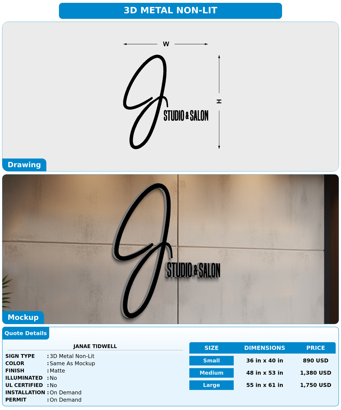 CUSTOM MOCKUP SIGN FOR Janae Tidwell