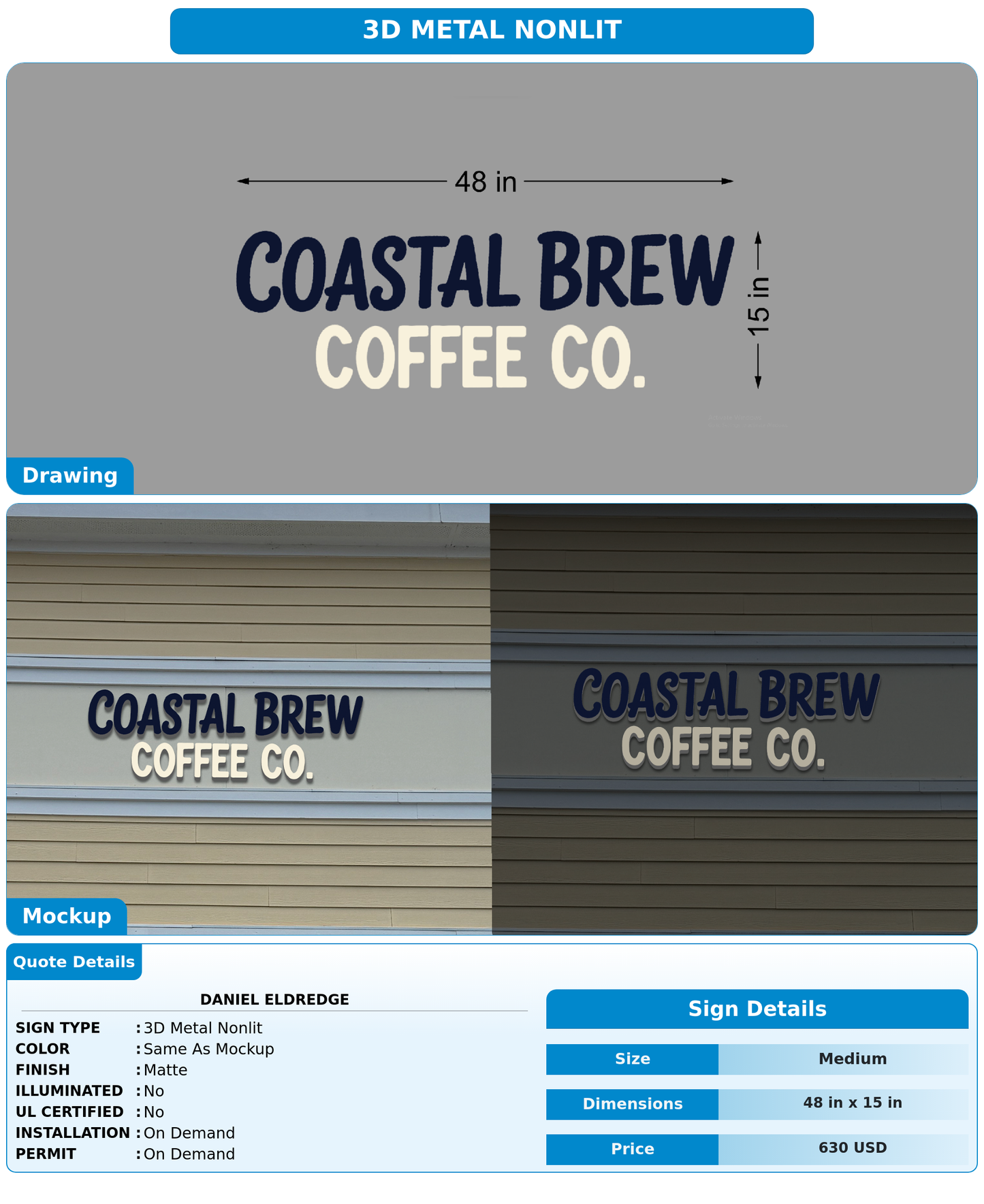 CUSTOM MOCKUP SIGN FOR Daniel Eldredge
