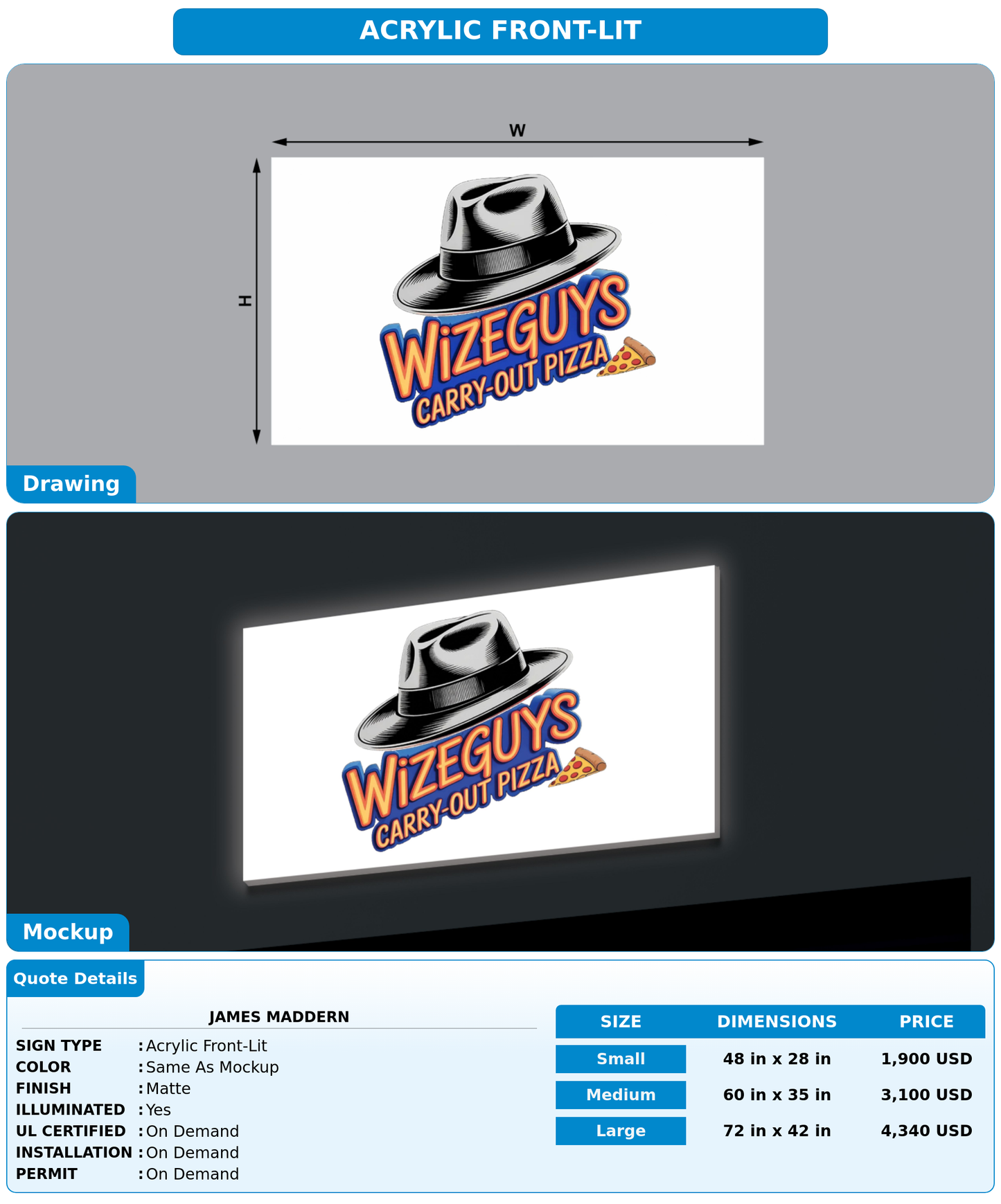 CUSTOM MOCKUP SIGN FOR James Maddern
