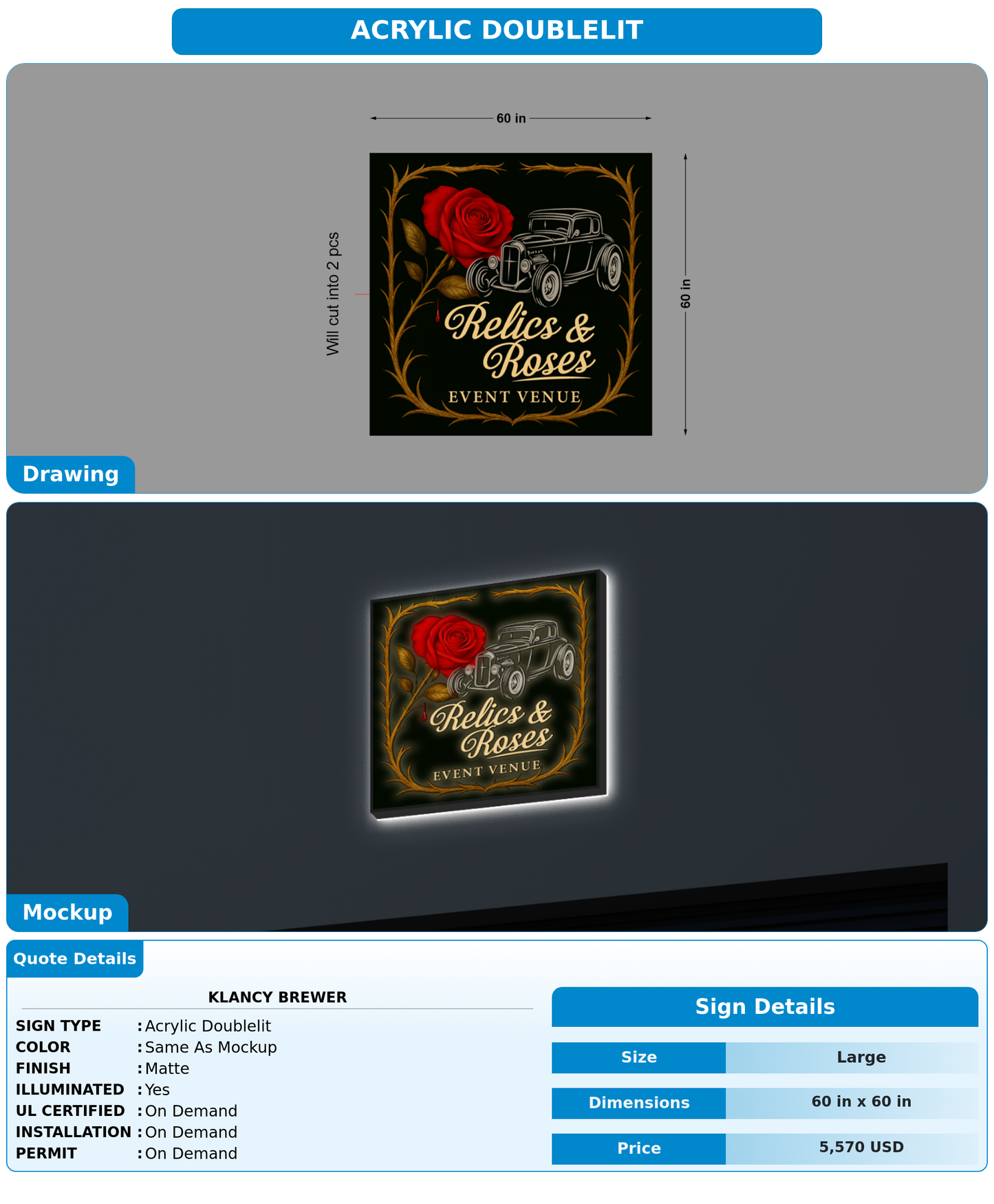CUSTOM MOCKUP SIGN FOR Klancy Brewer