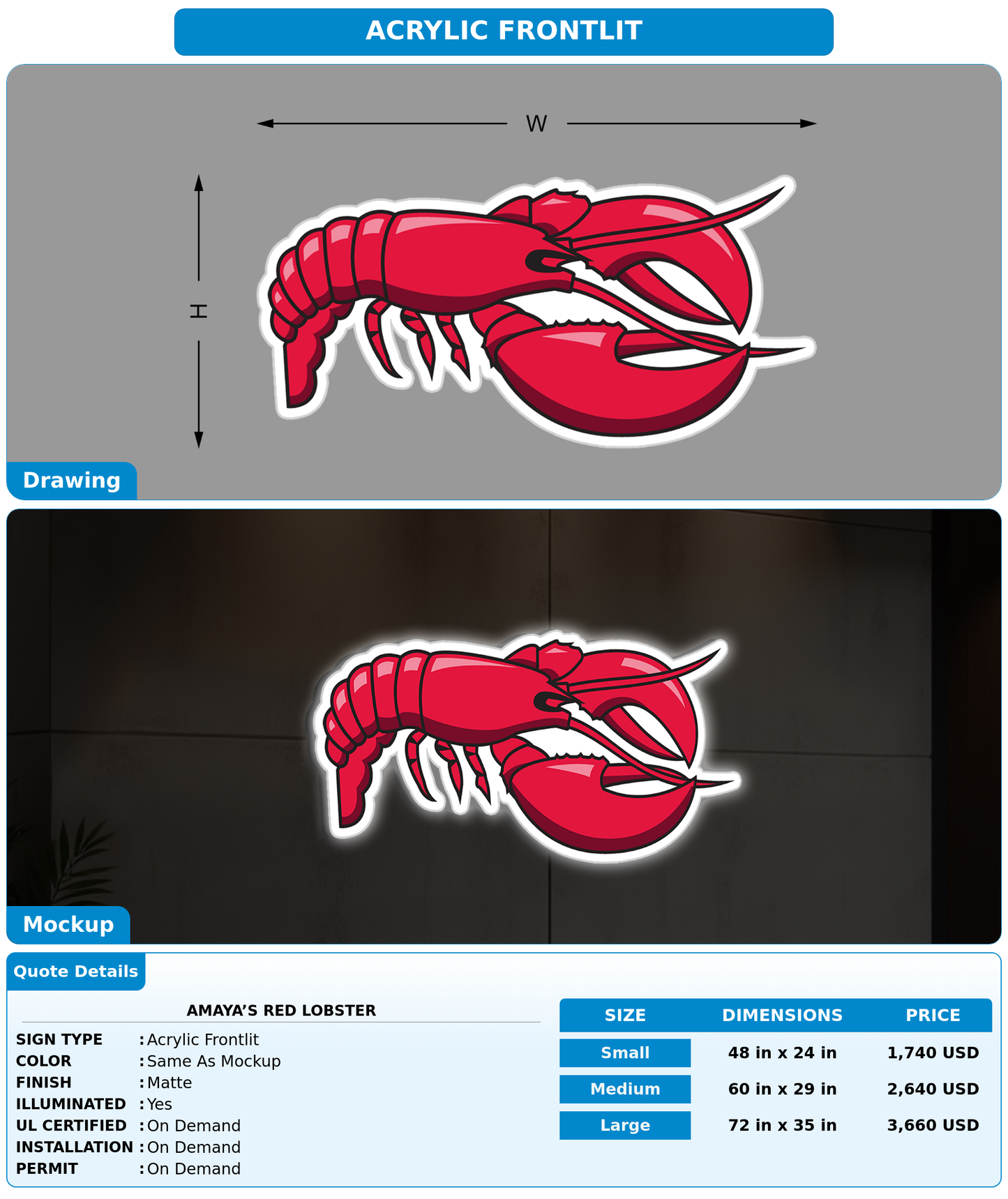 CUSTOM MOCKUP SIGN FOR Amaya’s Red lobster