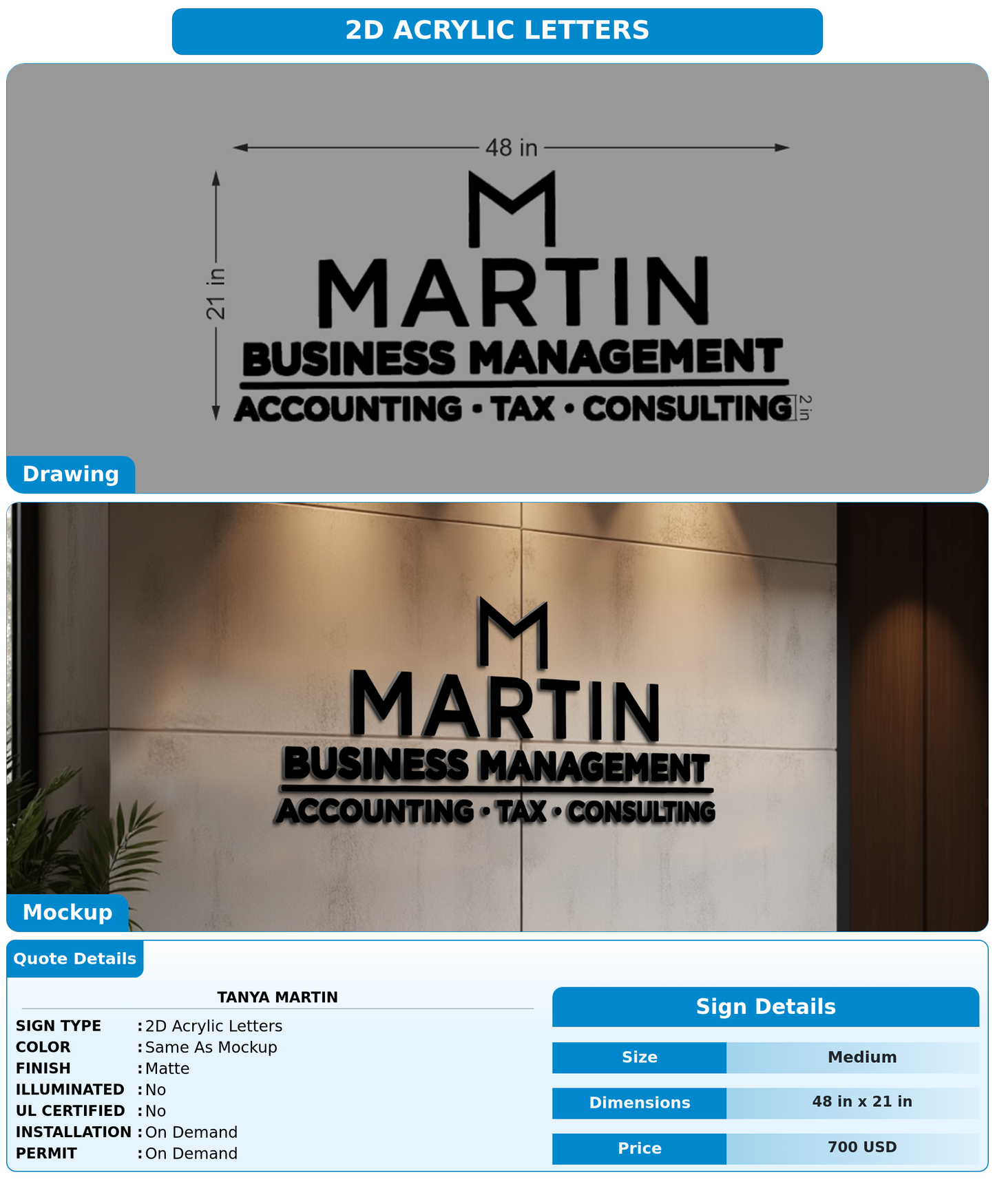 CUSTOM MOCKUP SIGN FOR Tanya Martin