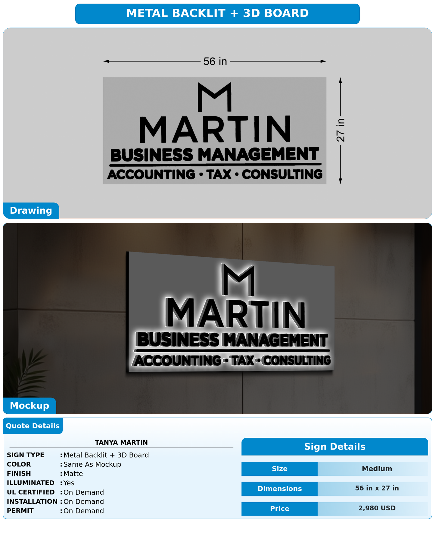 CUSTOM MOCKUP SIGN FOR Tanya Martin