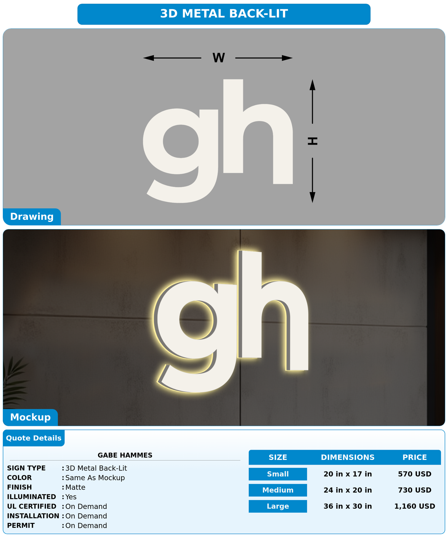 CUSTOM MOCKUP SIGN FOR Gabe Hammes