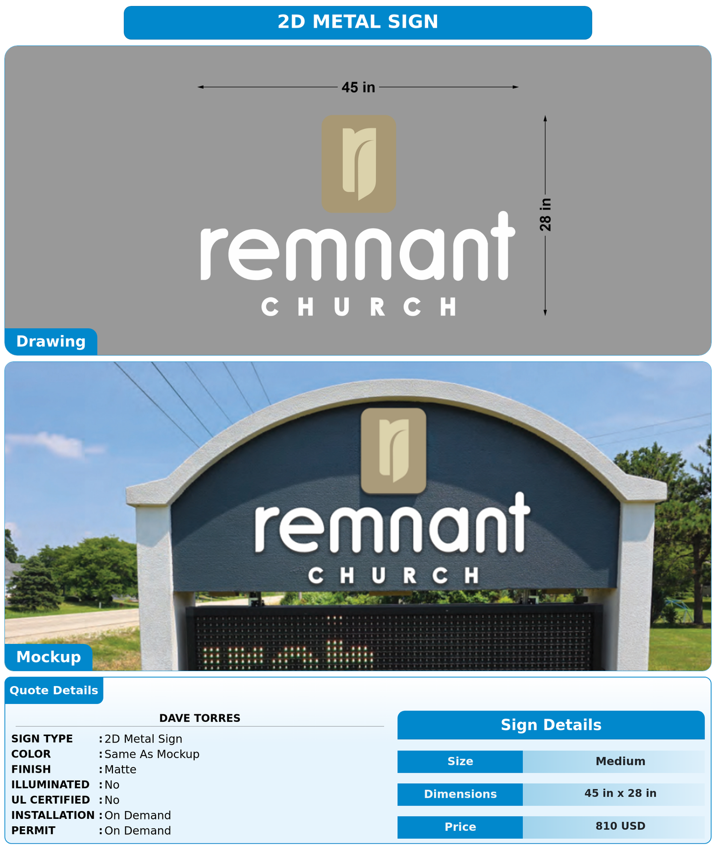 CUSTOM MOCKUP SIGN FOR Dave Torres