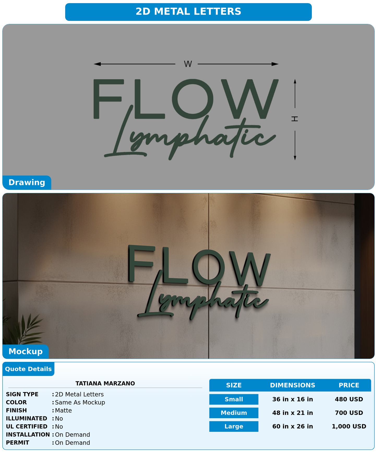 CUSTOM MOCKUP SIGN FOR Tatiana Marzano