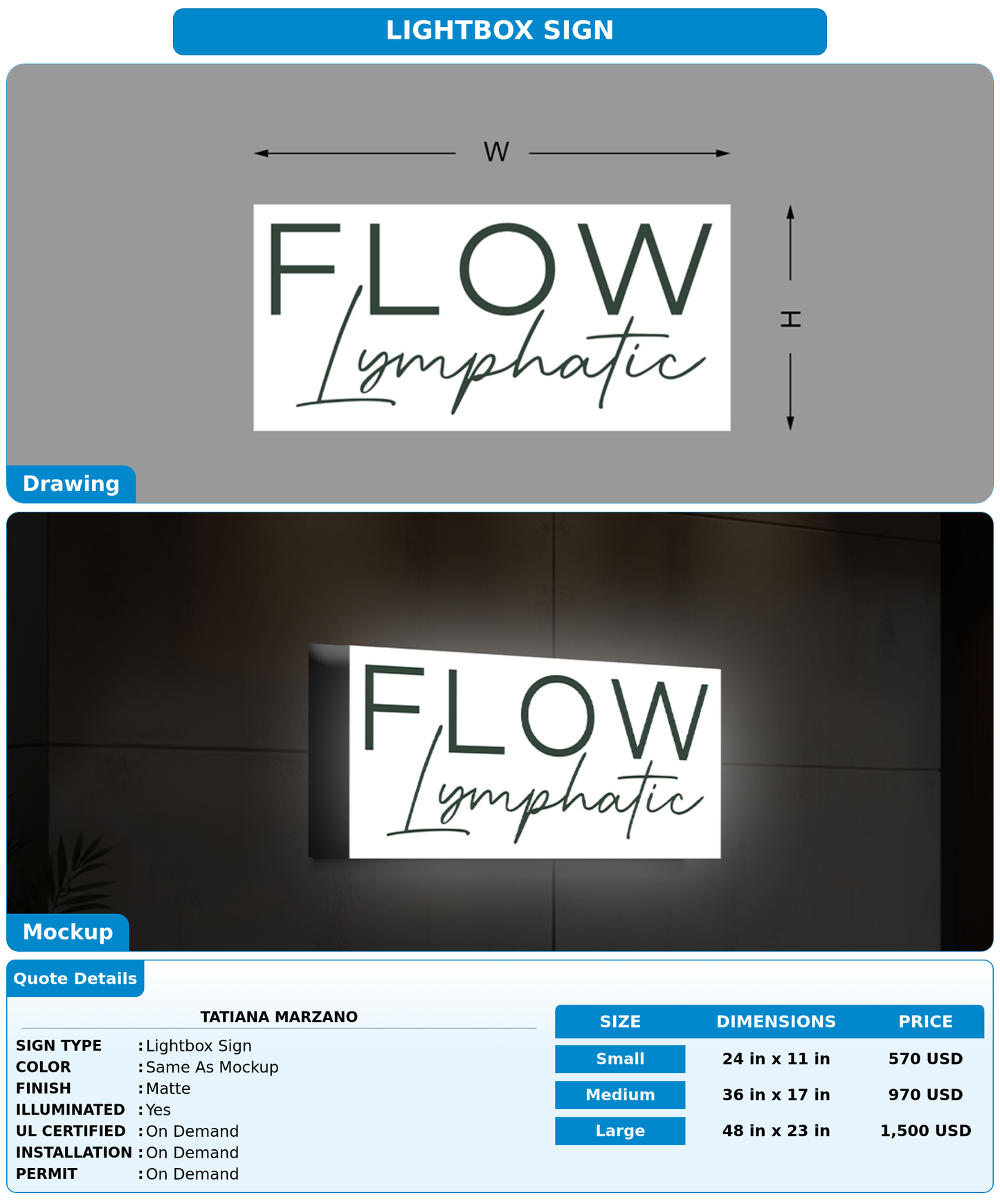 CUSTOM MOCKUP SIGN FOR Tatiana Marzano
