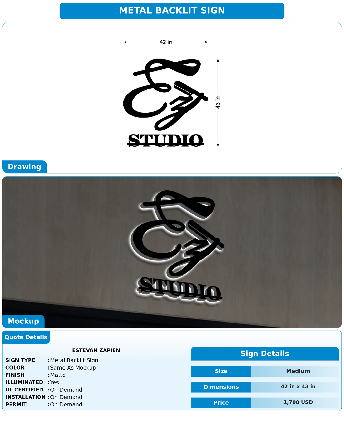 CUSTOM MOCKUP SIGN FOR Estevan Zapien