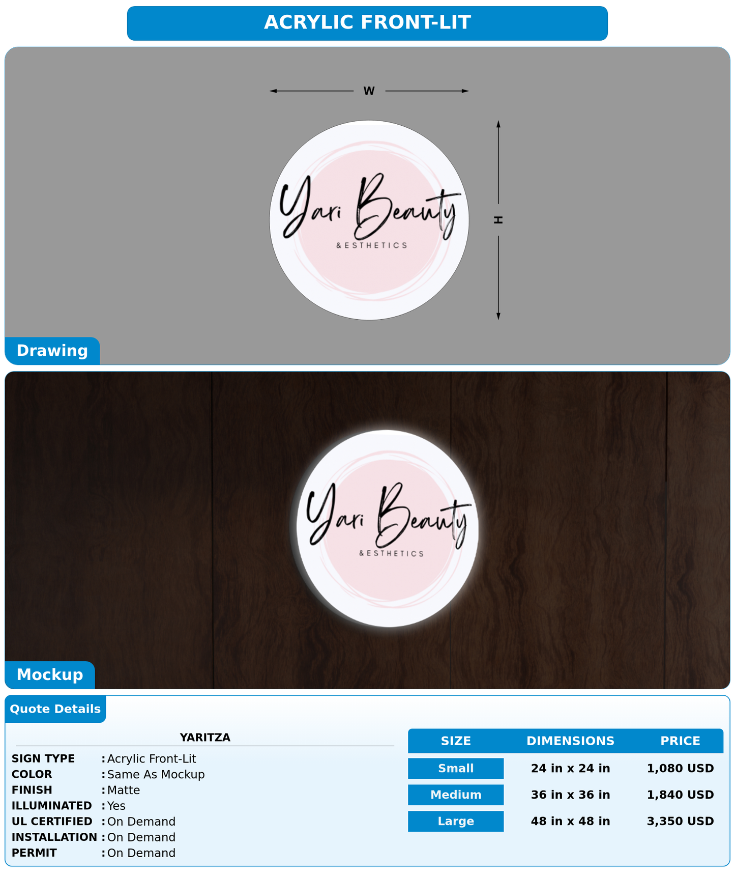 CUSTOM MOCKUP SIGN FOR Yaritza