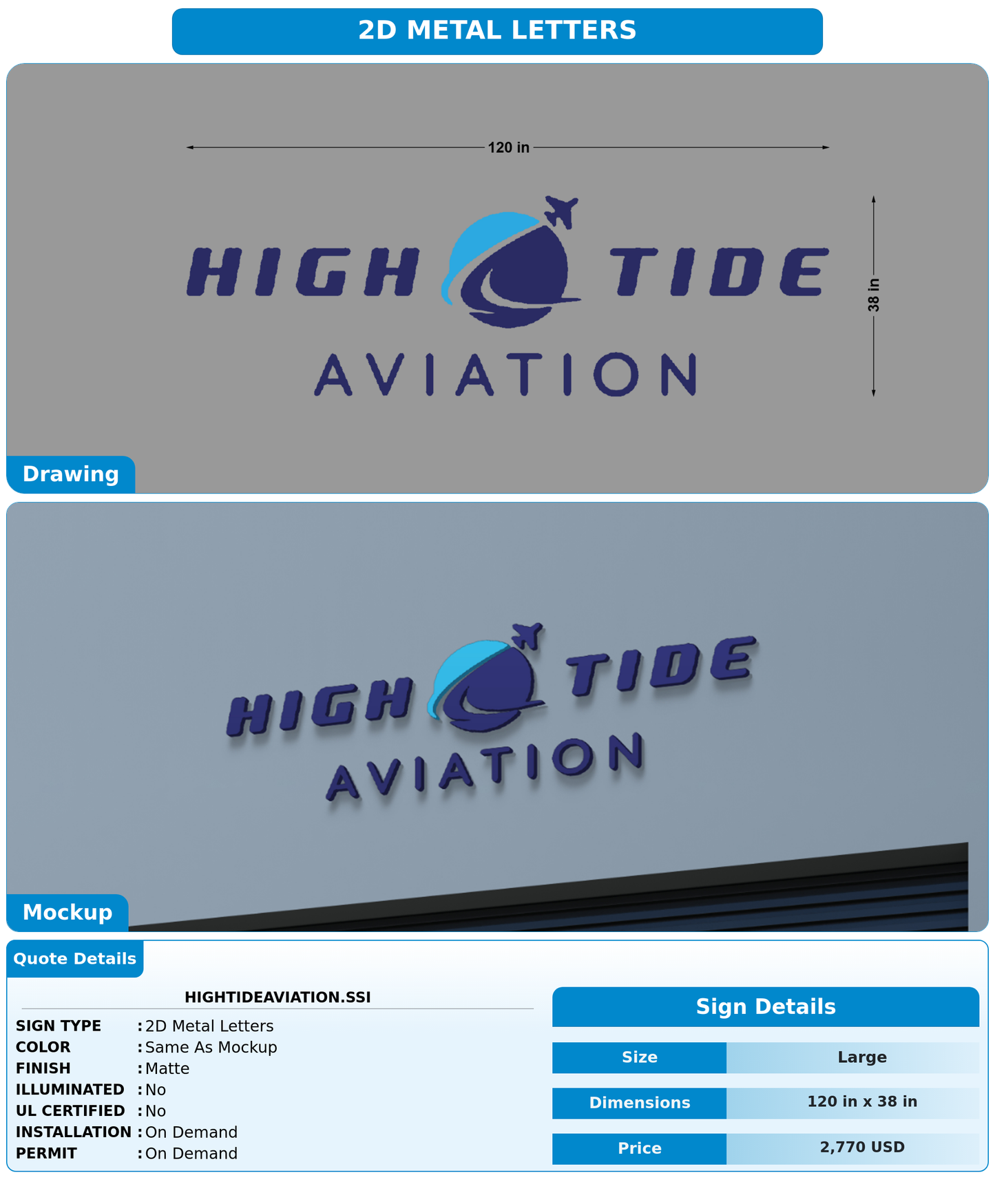 CUSTOM MOCKUP SIGN FOR hightideaviation.ssi