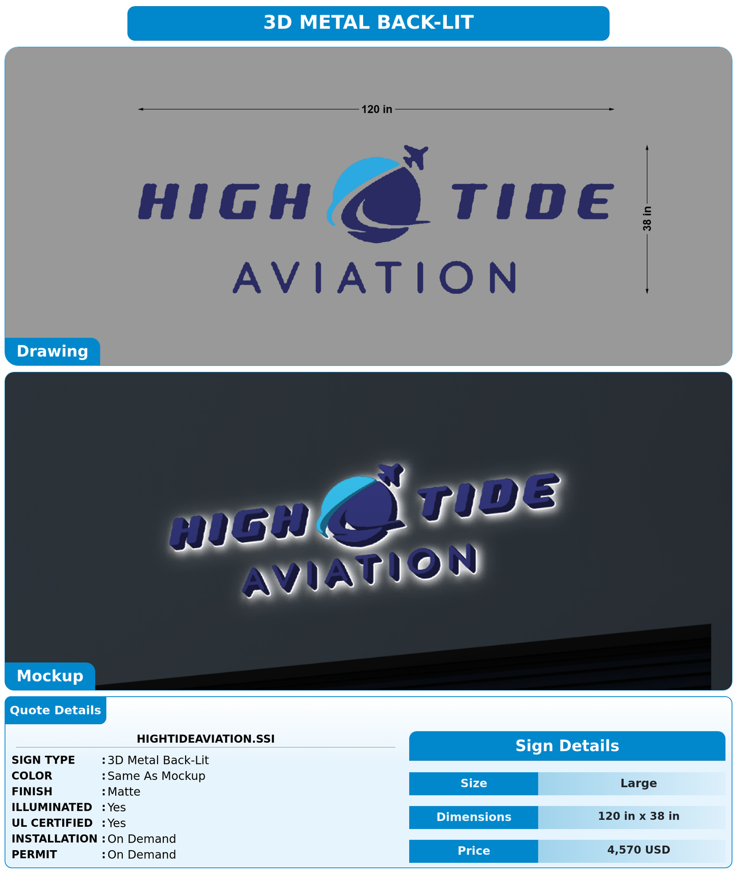 CUSTOM MOCKUP SIGN FOR hightideaviation.ssi