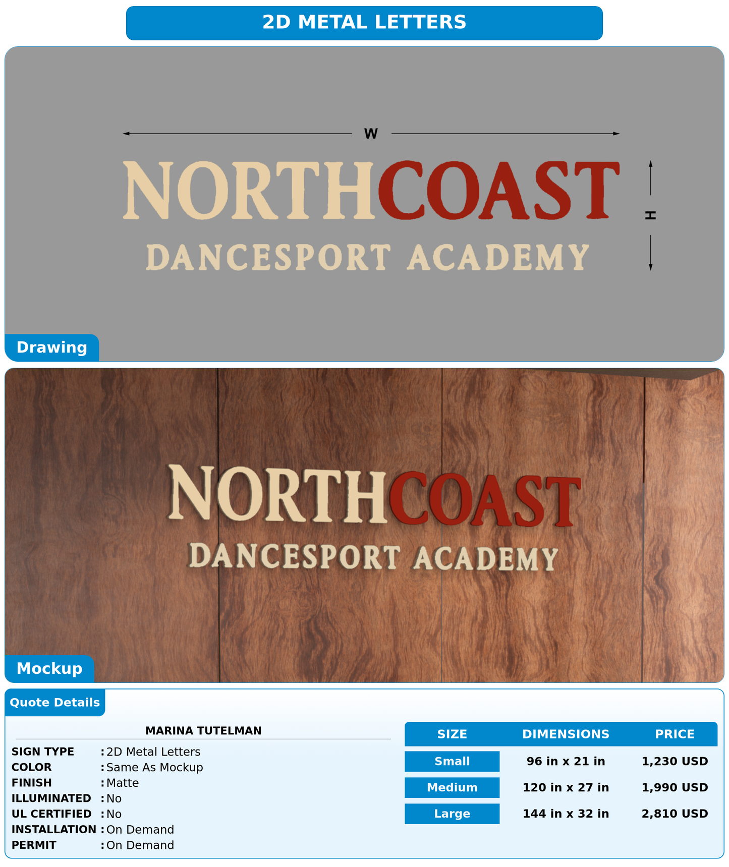 CUSTOM MOCKUP SIGN FOR Marina Tutelman
