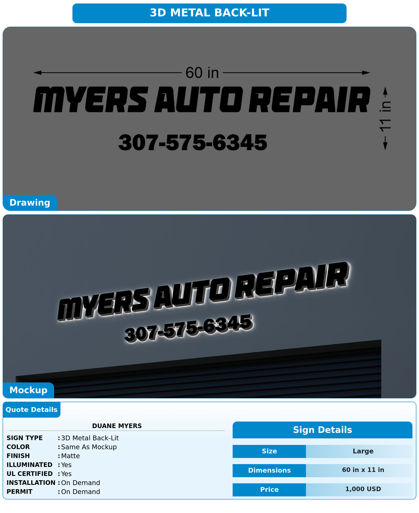 CUSTOM MOCKUP SIGN FOR Duane Myers