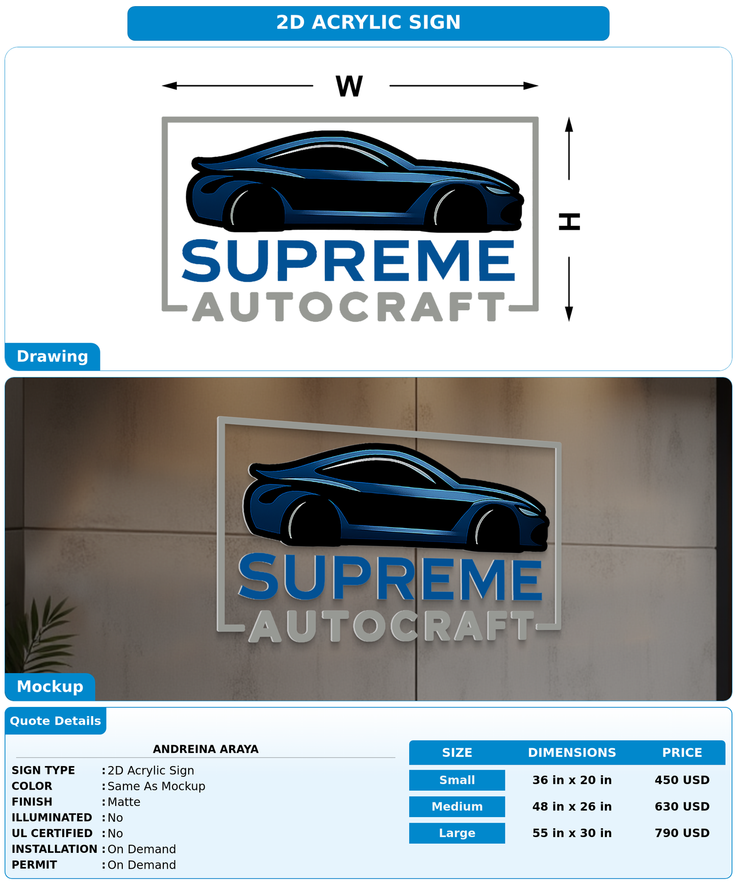 CUSTOM MOCKUP SIGN FOR Andreina Araya