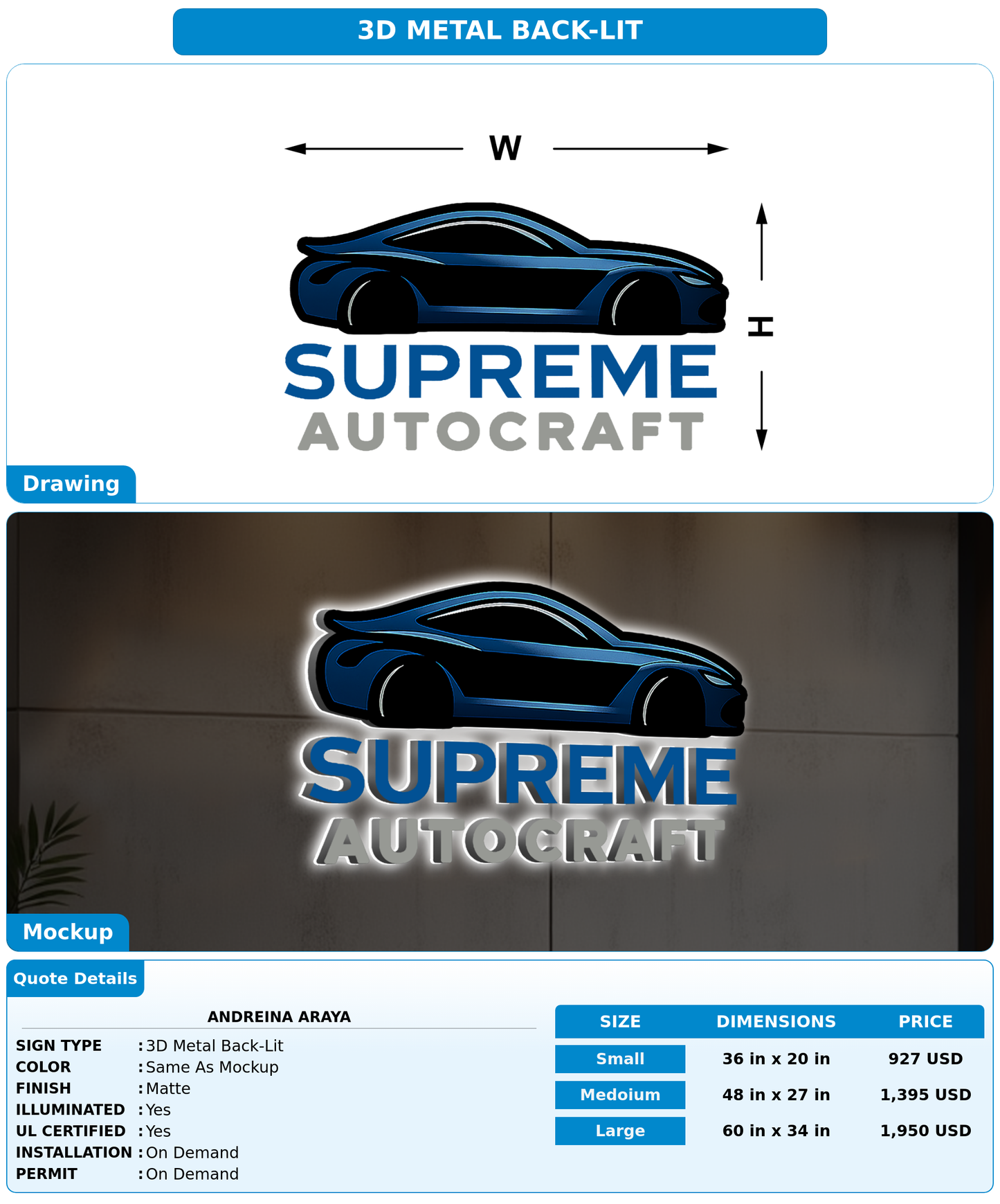 CUSTOM MOCKUP SIGN FOR Andreina Araya