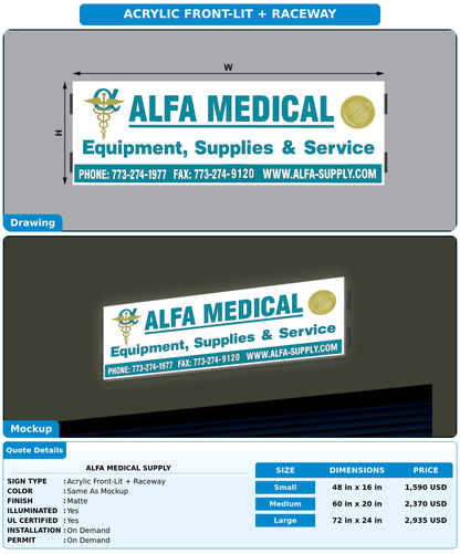 CUSTOM MOCKUP SIGN FOR Alfa Medical Supply