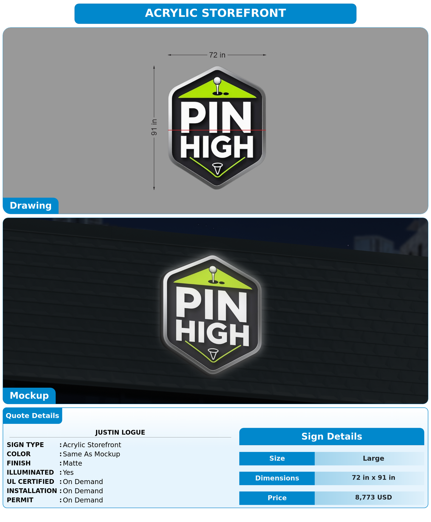 CUSTOM MOCKUP SIGN FOR Justin Logue