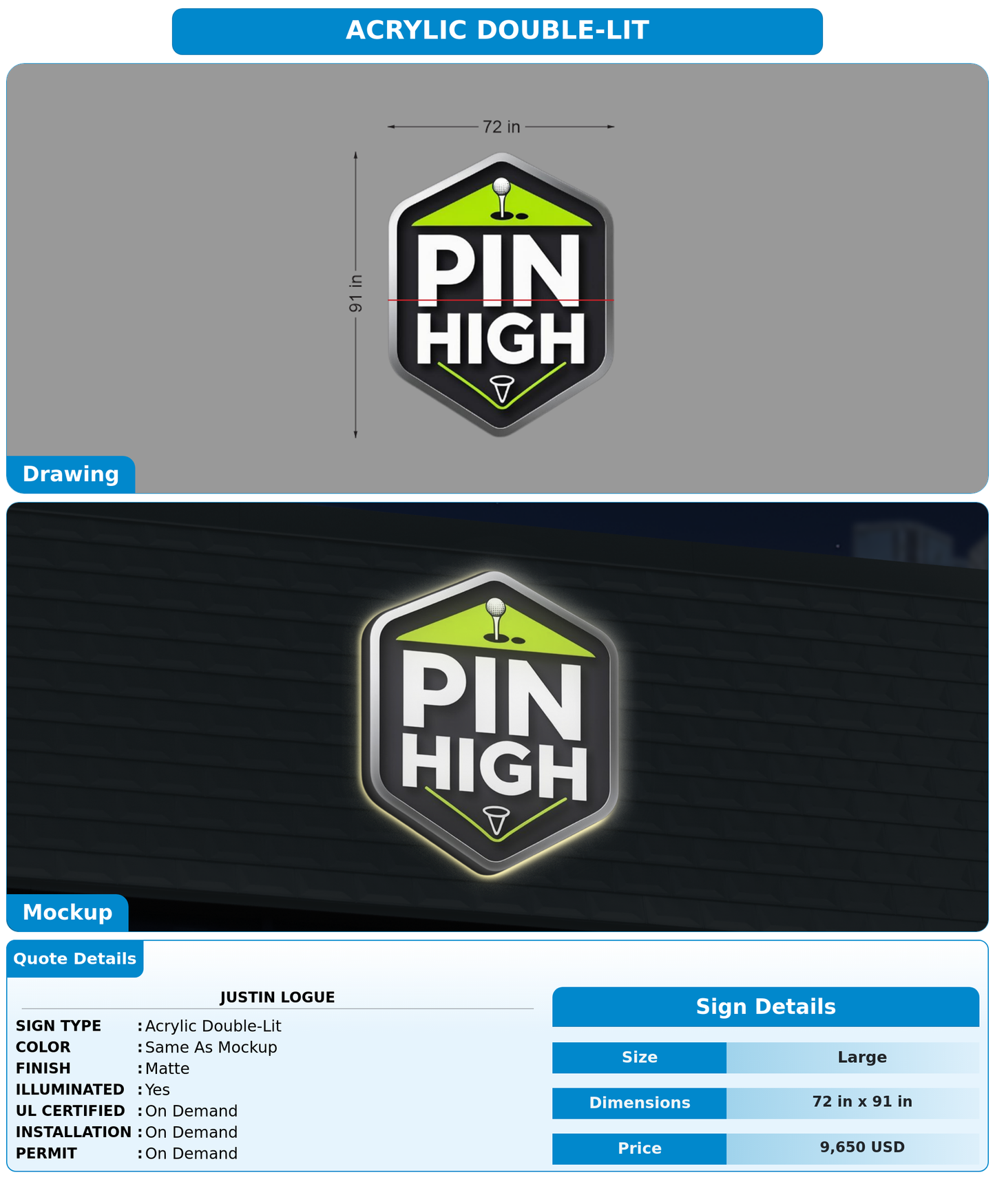 CUSTOM MOCKUP SIGN FOR Justin Logue