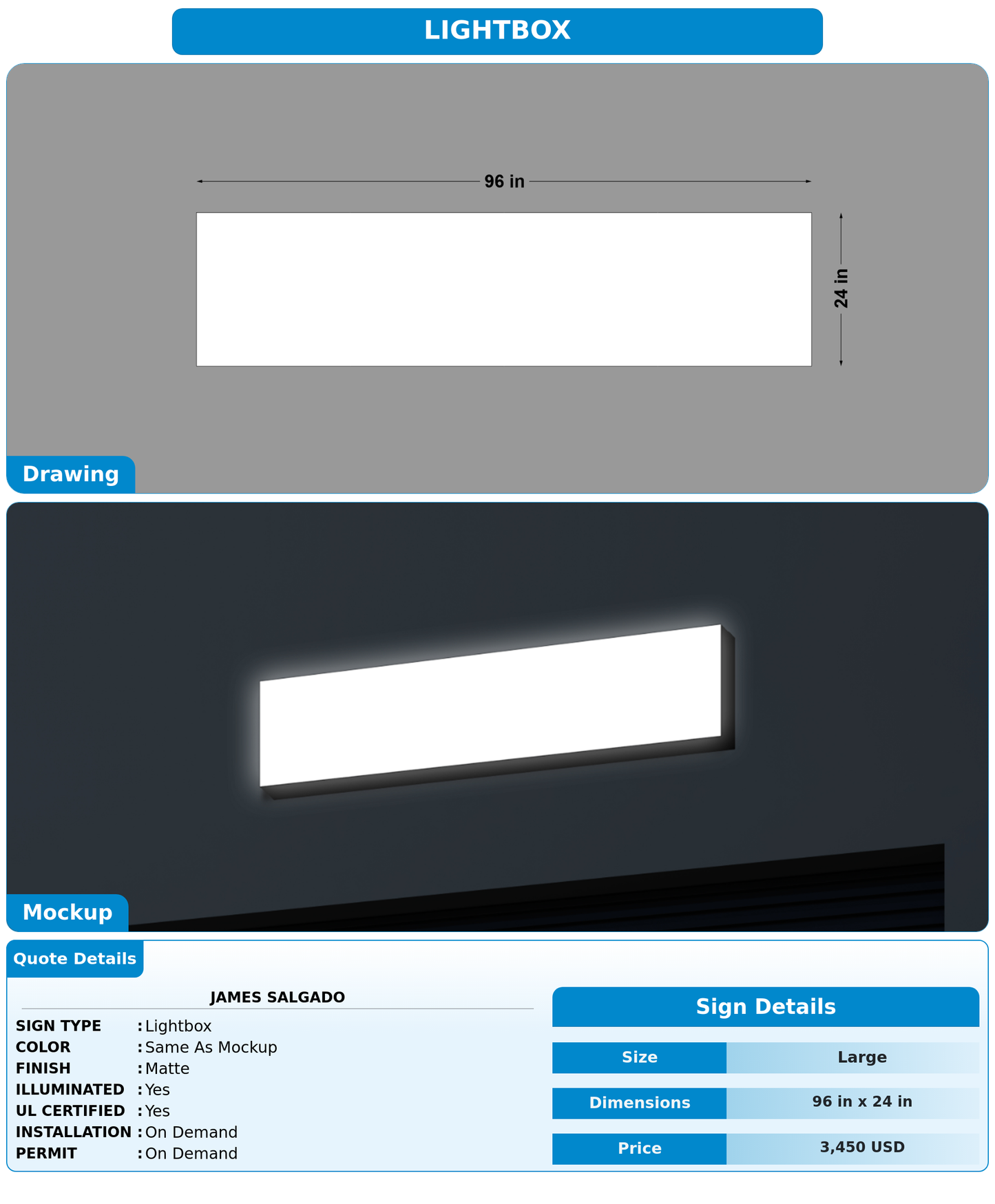 CUSTOM MOCKUP SIGN FOR James Salgado
