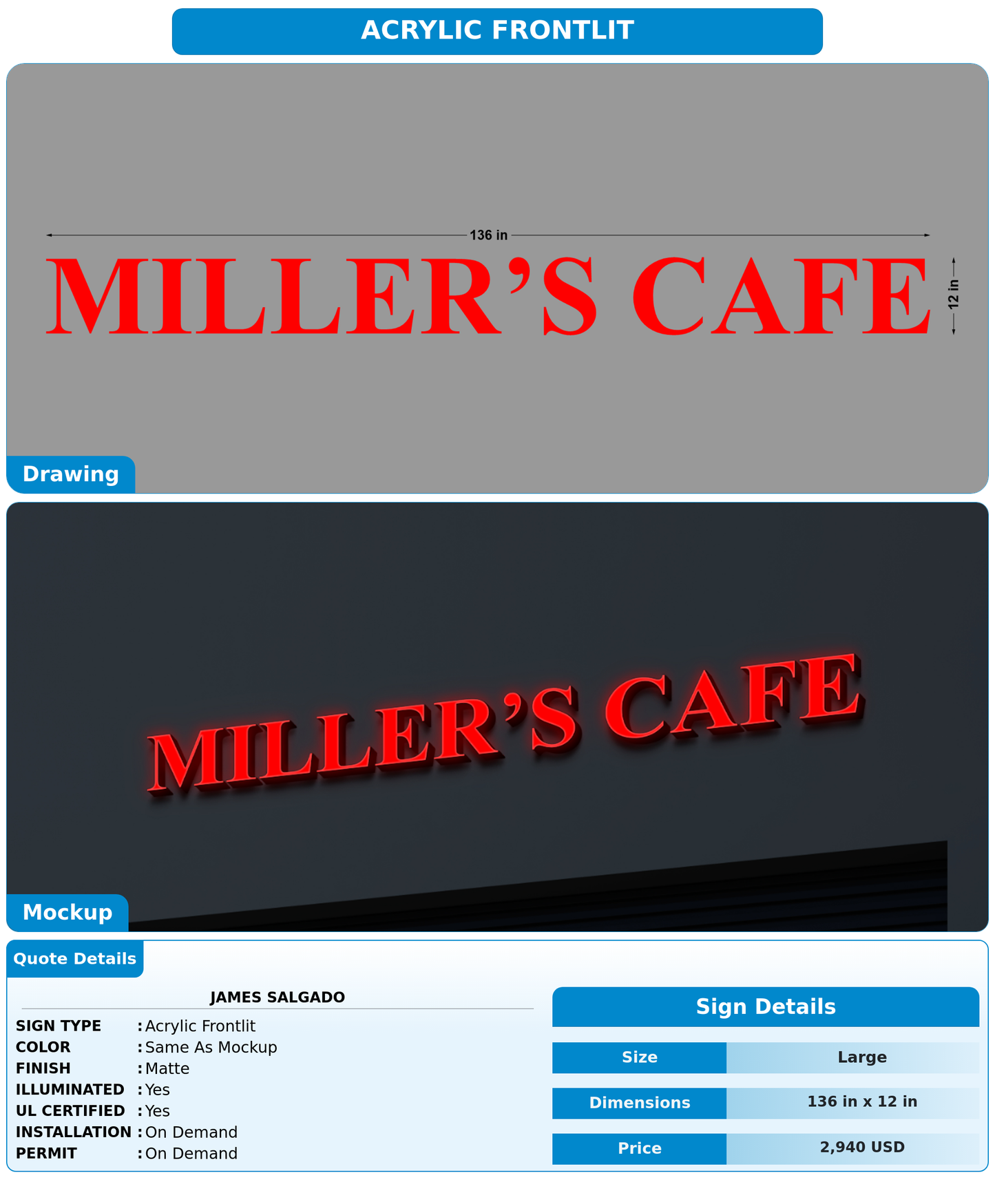 CUSTOM MOCKUP SIGN FOR James Salgado